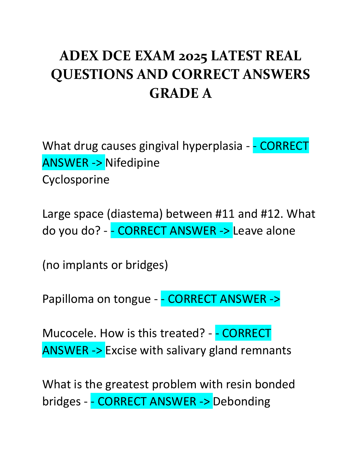 Recommended document preview for ADEX DCE EXAM 2025 LATEST REAL  QUESTIONS AND CORRECT ANSWERS  GRADE A