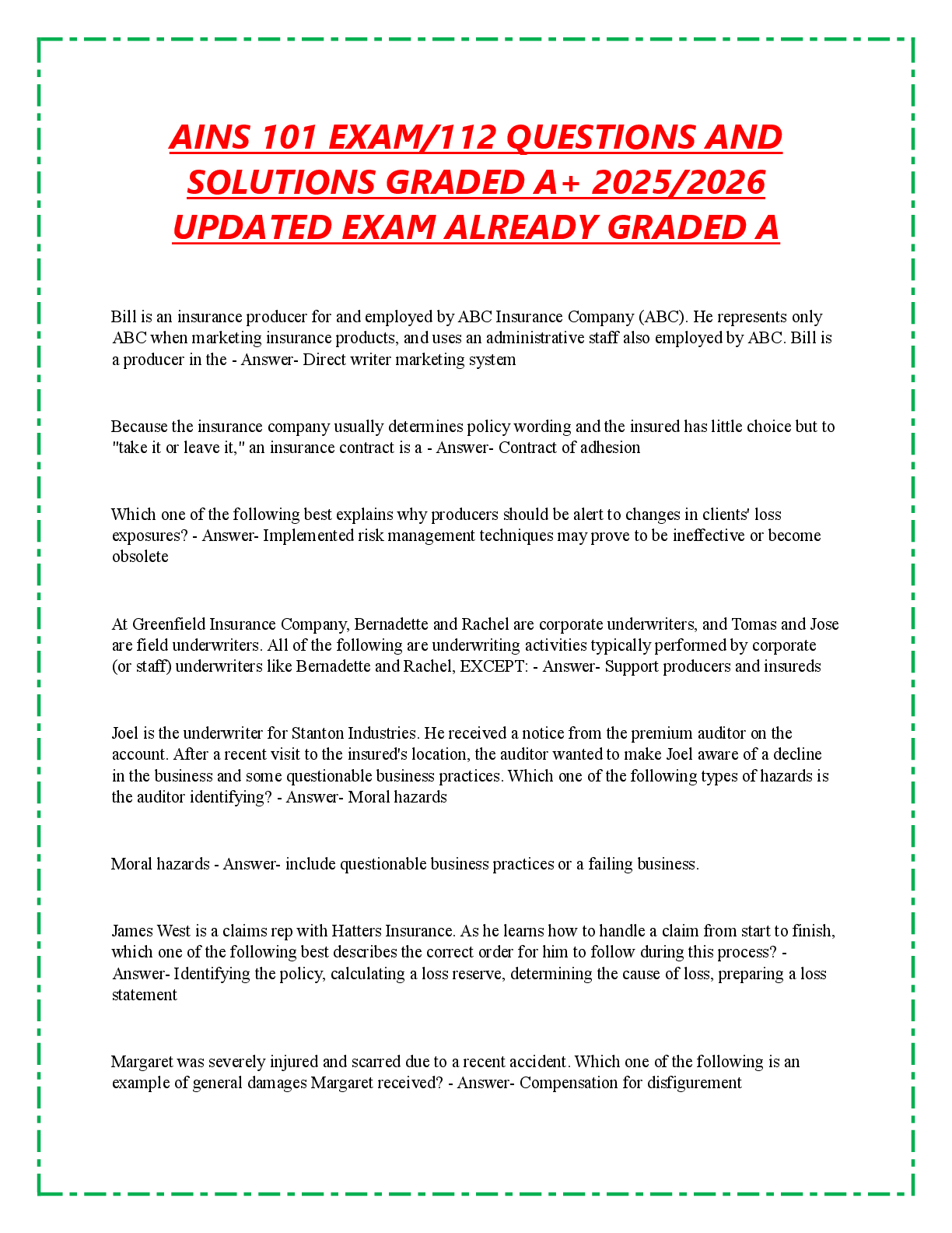 Recommended document preview for AINS 101 EXAM/112 QUESTIONS AND  SOLUTIONS GRADED A+ 2025/2026  UPDATED EXAM ALREADY GRADED A