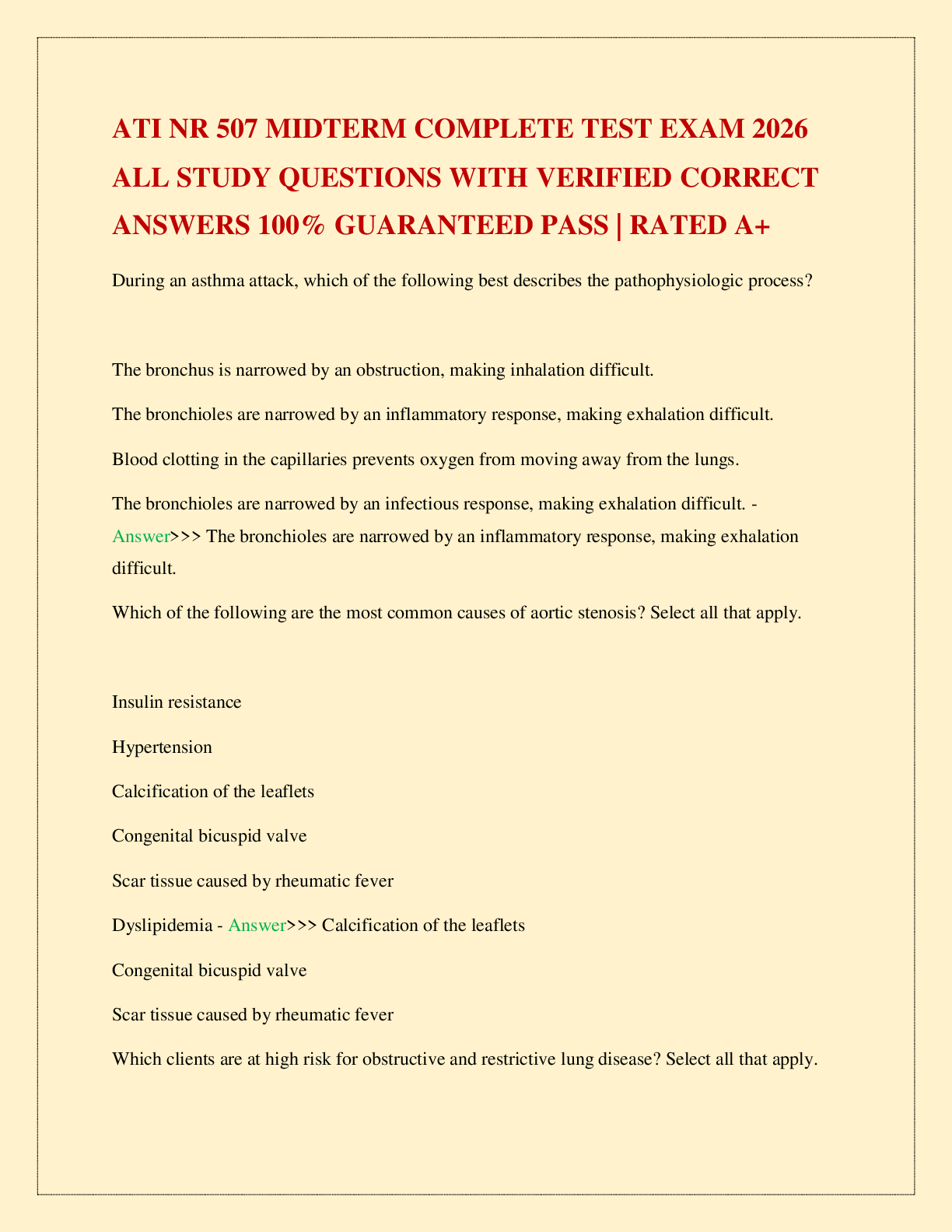 Recommended document preview for ATI NR 507 MIDTERM COMPLETE TEST EXAM 2026 ALL STUDY QUESTIONS WITH VERIFIED CORRECT ANSWERS 100% GUARANTEED PASS | RATED A+