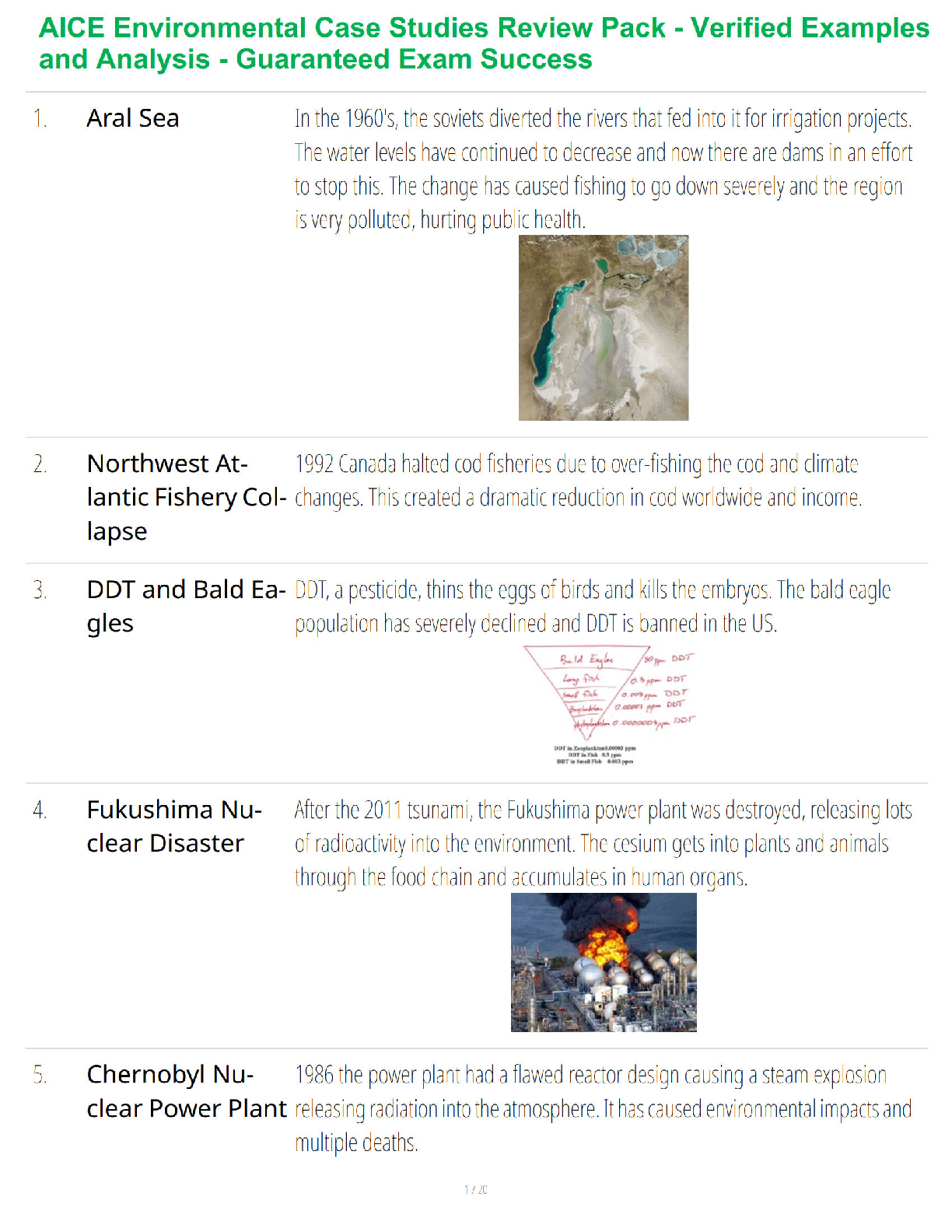 Preview of AICE Environmental Case Studies Review Pack - Verified Examples and Analysis - Guaranteed