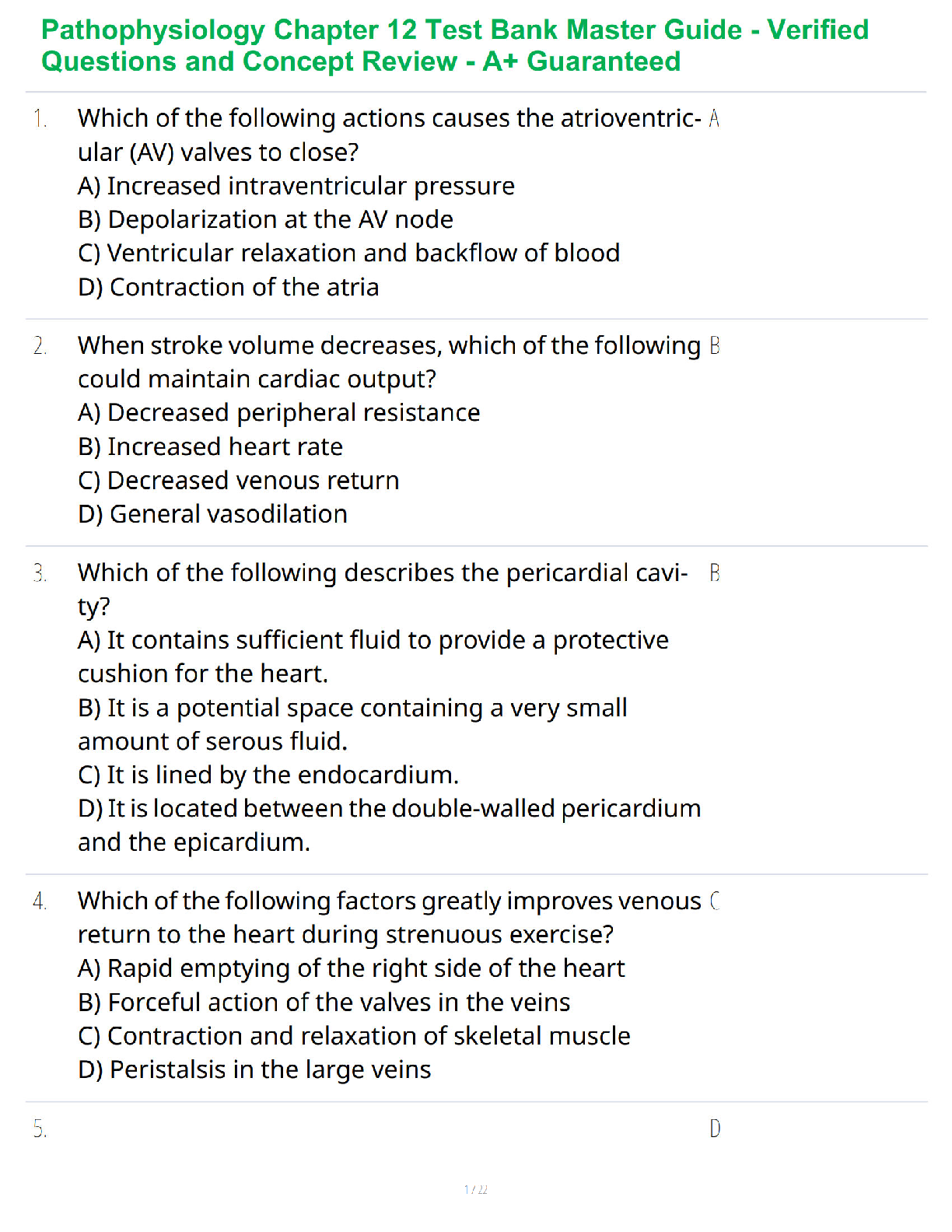 Recommended document preview for Pathophysiology Chapter 12 Test Bank Master Guide - Verified Questions and Concept Review - A+ Guaranteed