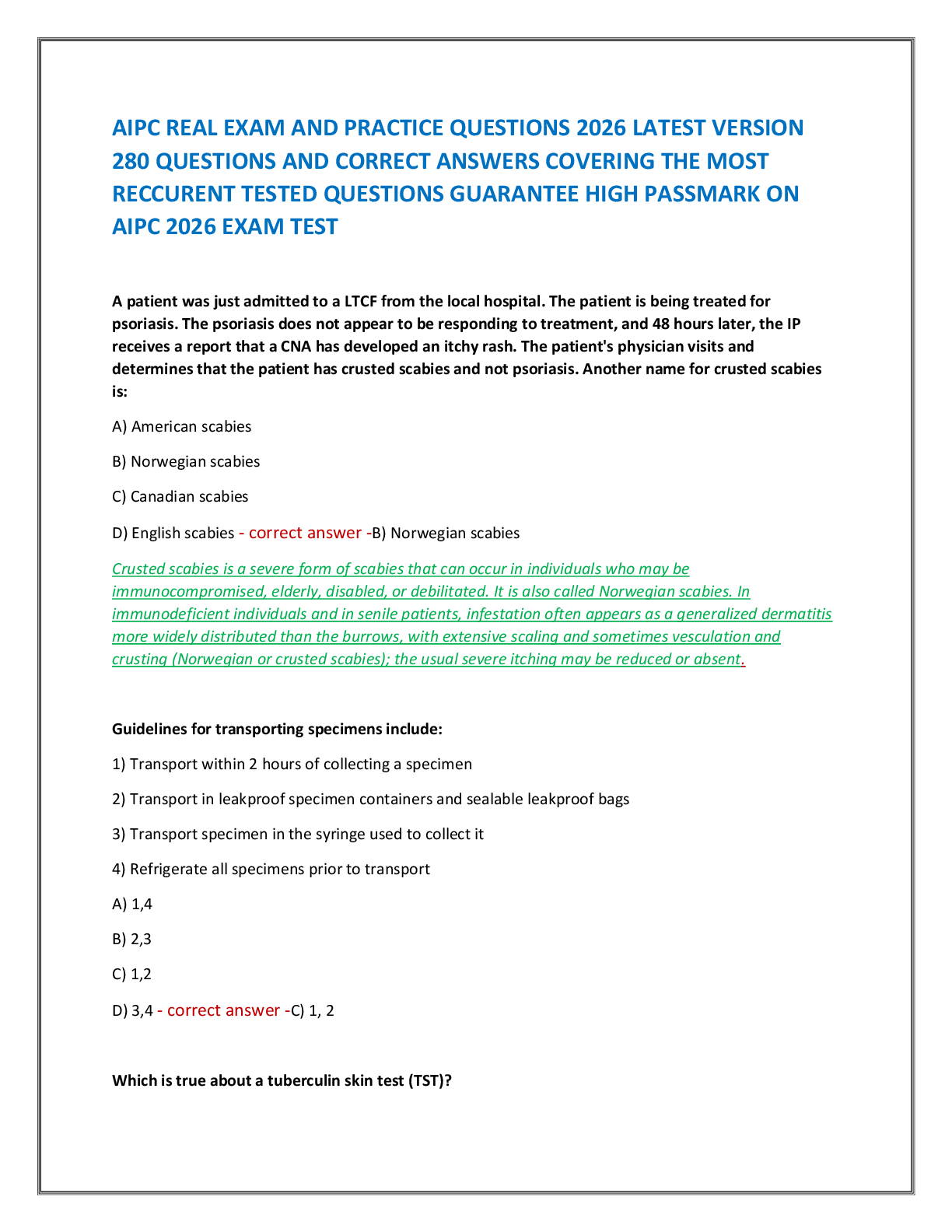 Recommended document preview for AIPC REAL EXAM AND PRACTICE QUESTIONS 2026 LATEST VERSION  280 QUESTIONS AND CORRECT ANSWERS COVERING THE MOST  RECCURENT TESTED QUESTIONS GUARANTEE HIGH PASSMARK ON  AIPC 2026 EXAM TEST