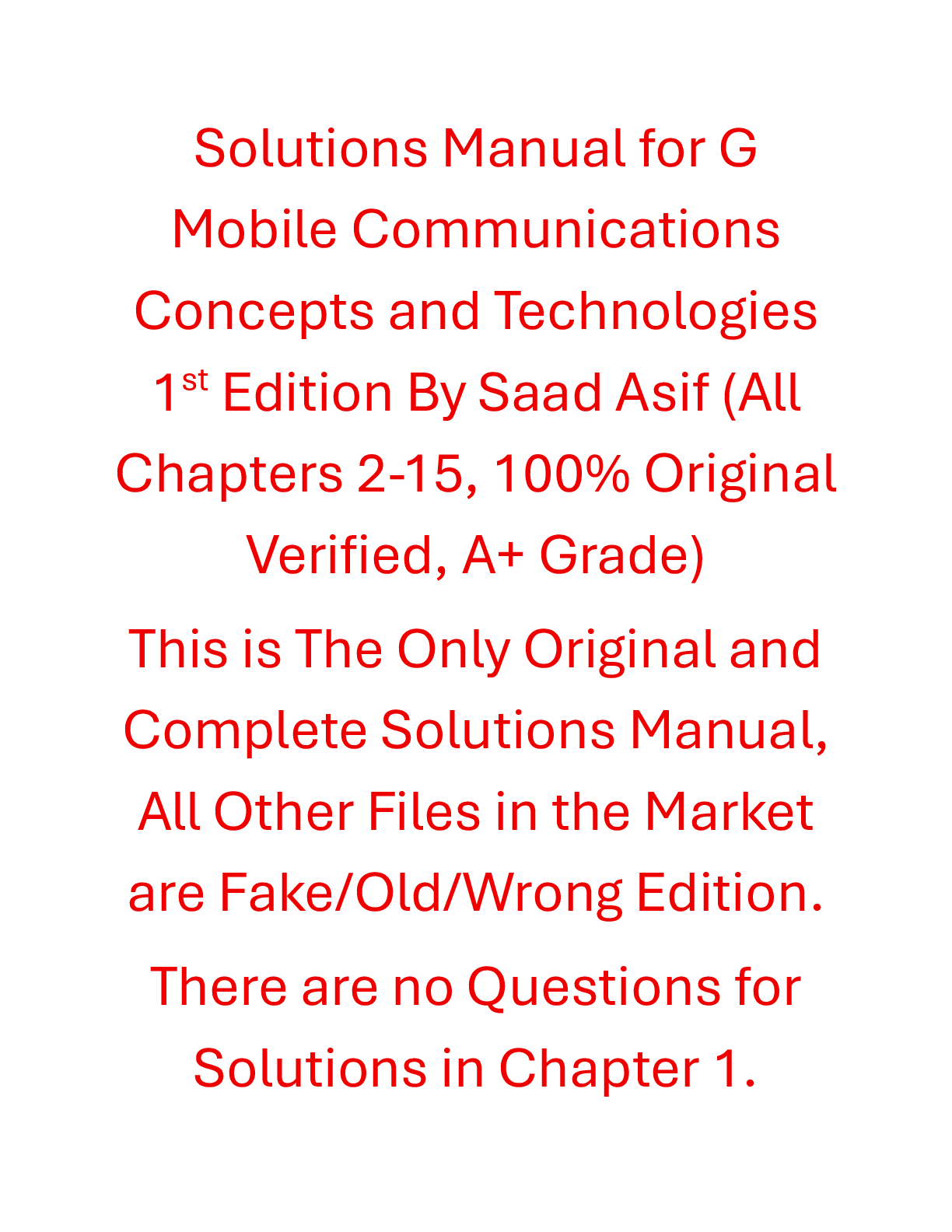 Recommended document preview for Solutions Manual G Mobile Communications Concepts and Technologies 1st Edition By Saad Asif