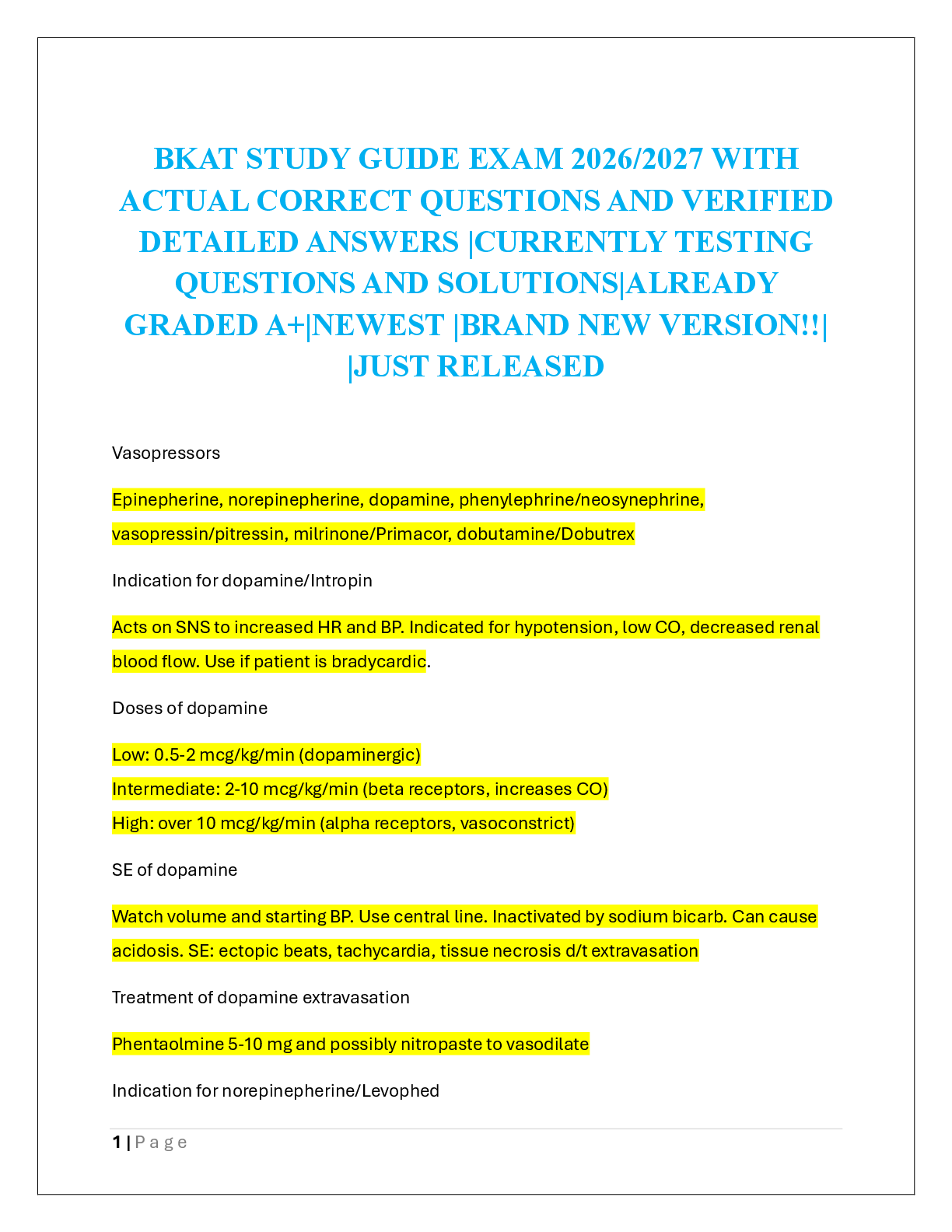 Recommended document preview for BKAT STUDY GUIDE EXAM 2026/2027