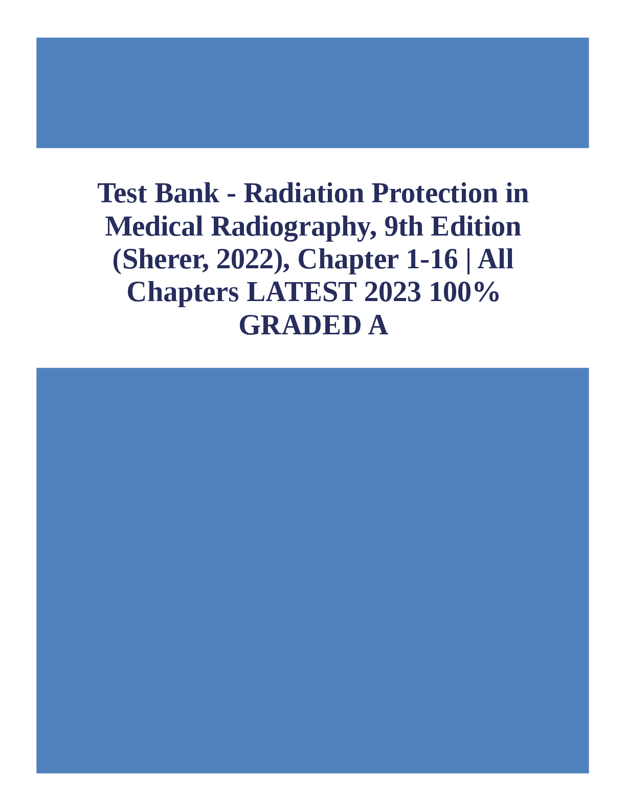 Preview of Test Bank Radiation Protection in Medical Radiography 8th Edition Sherer