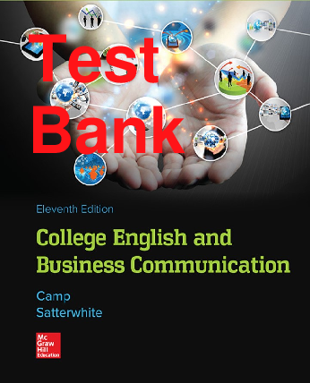 Recommended document preview for Test Bank College English and Business Communication 11th Edition By Sue Camp, Marilyn Satterwhite Chapters 1-16
