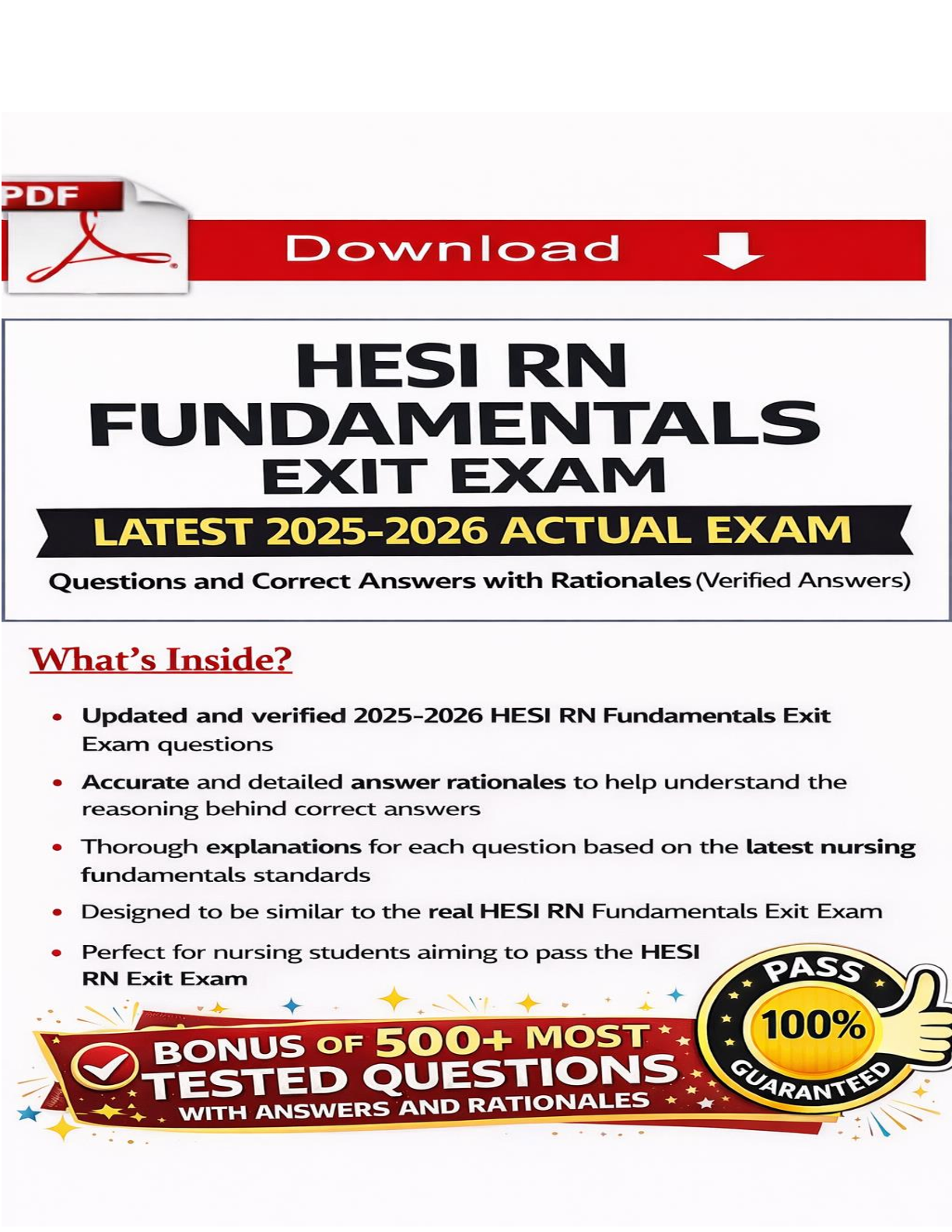 Preview of HESI RN FUNDAMENTALS EXIT EXAM LATEST 2025-2026 ACTUAL EXAM QUESTIONS AND CORRECT ANSWERS