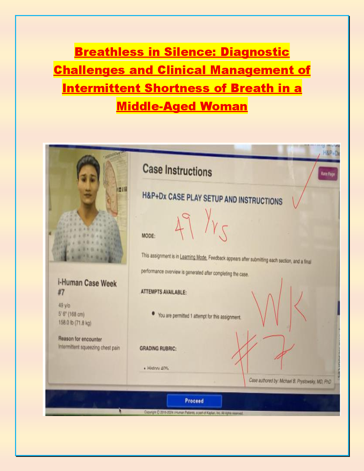 Recommended document preview for Breathless in Silence: Diagnostic  Challenges and Clinical Management of  Intermittent Shortness of Breath in a  Middle-Aged Woman