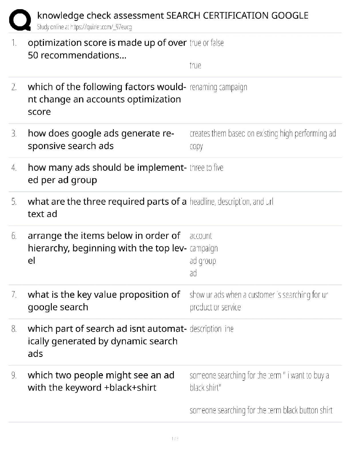 Recommended document preview for Google Search Certification / Score 100% / New Version 2025 Update / Knowledge Check Assessment Study Guide