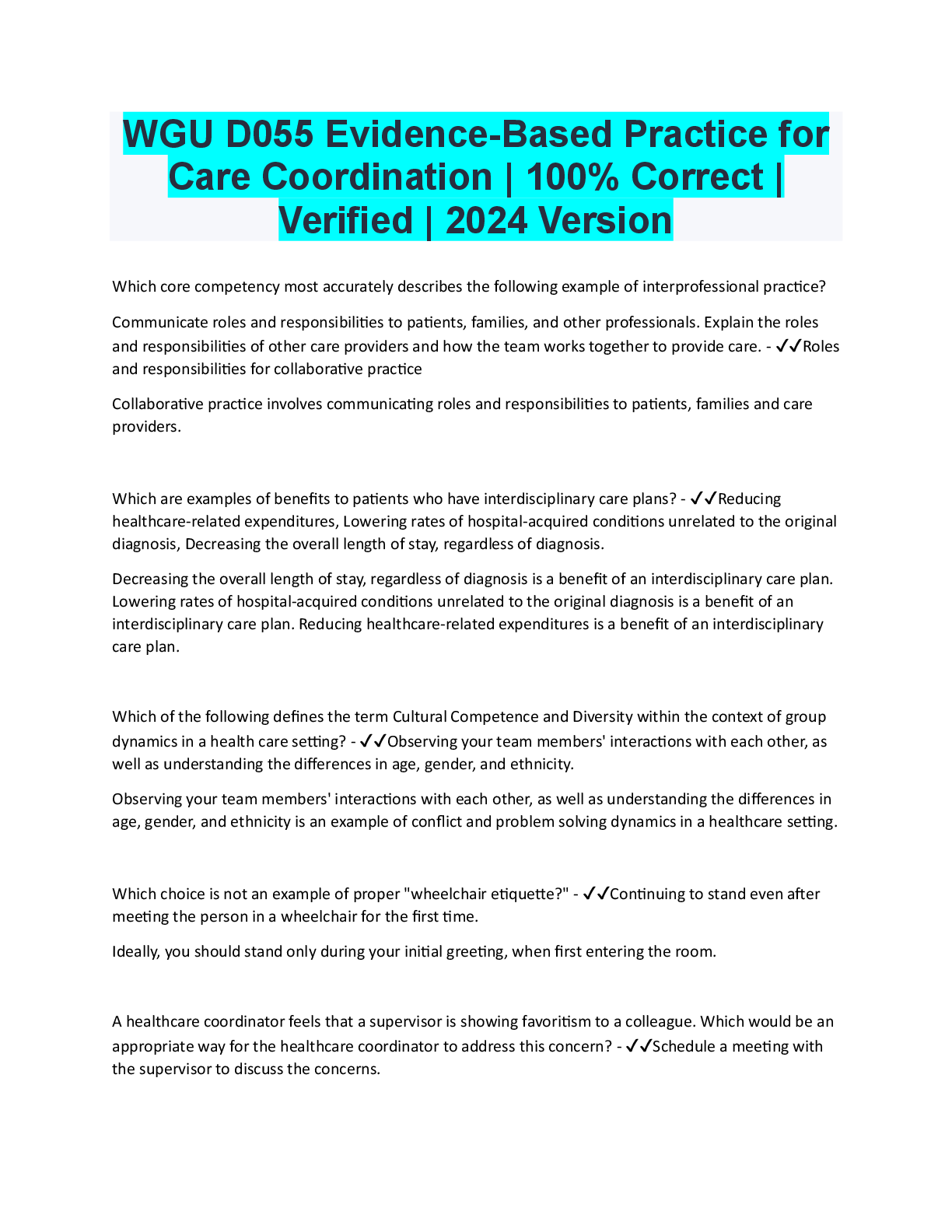 Recommended document preview for WGU D055 Evidence 