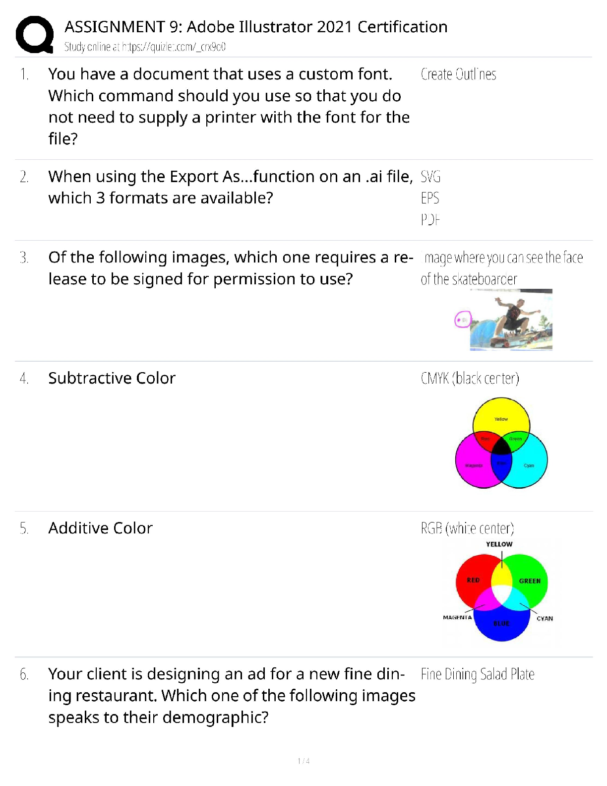 Assignment 9 / Score 100% / Adobe Illustrator 2021 Certification Study Guide