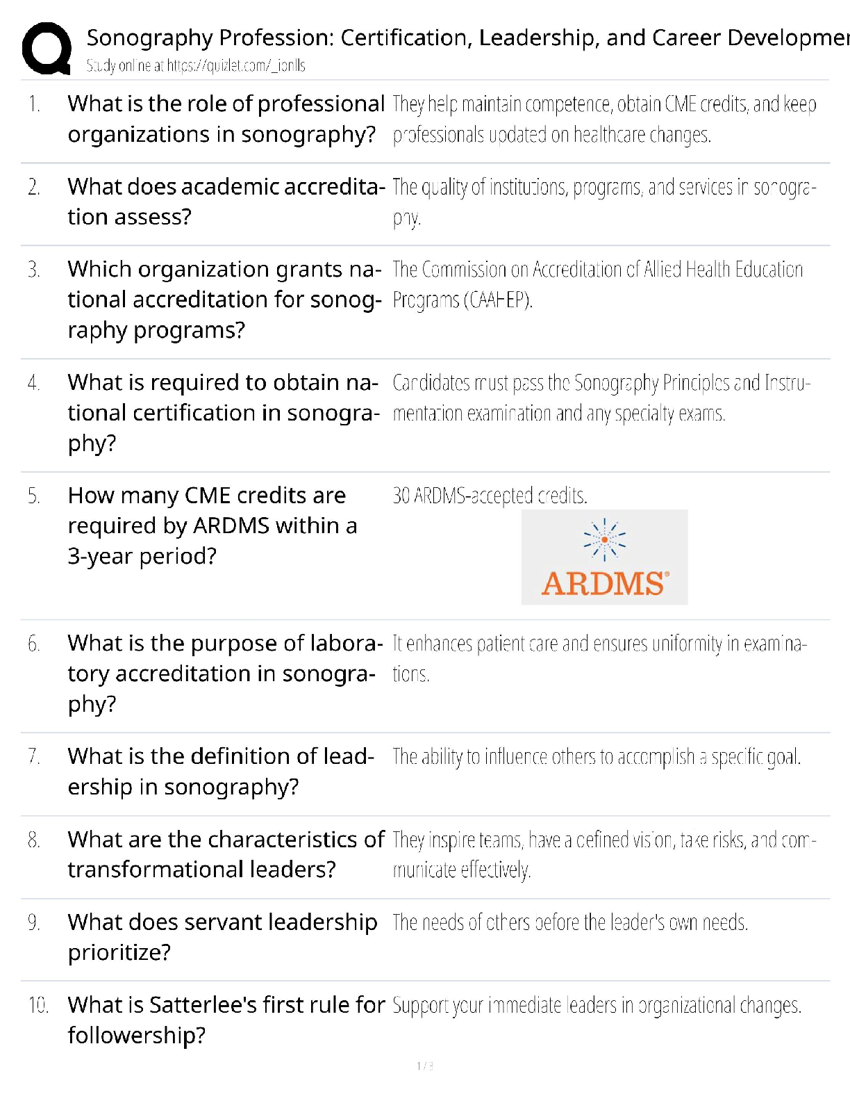 Recommended document preview for Sonography Certification / Score 100% / New Version 2025 Update / Leadership & Career Development Study Guide