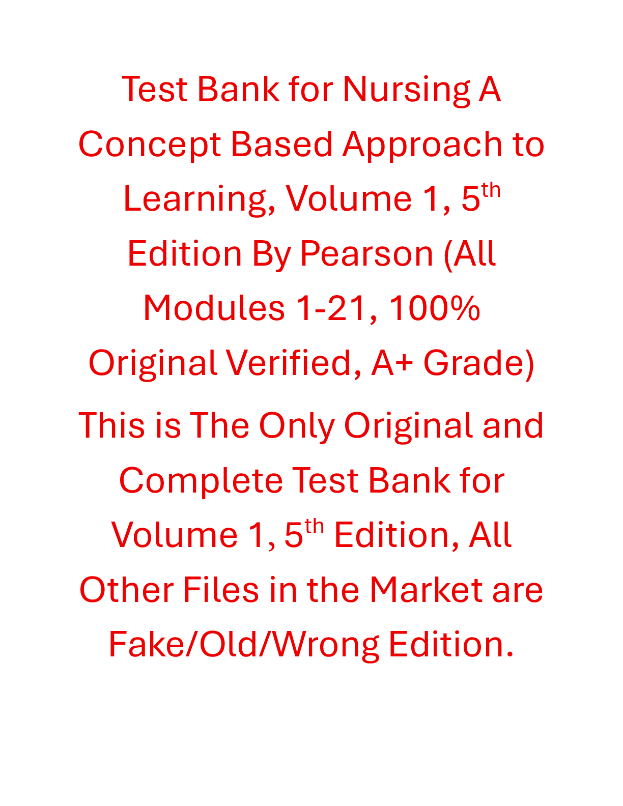 Recommended document preview for Test Bank Nursing A Concept Based Approach to Learning (Volume 1) 5th Edition By Pearson