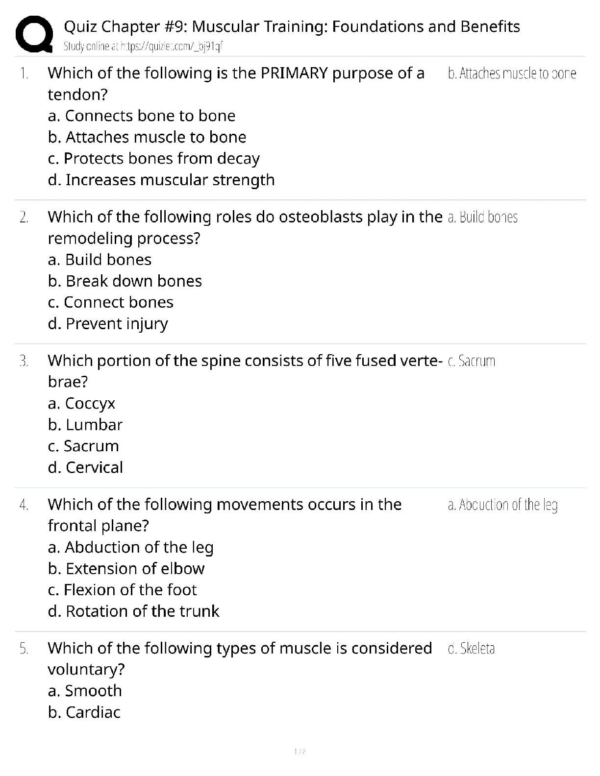 Recommended document preview for Chapter 9 Quiz / Score 100% / New Version 2025 Update / Muscular Training Foundations & Benefits Study Guide