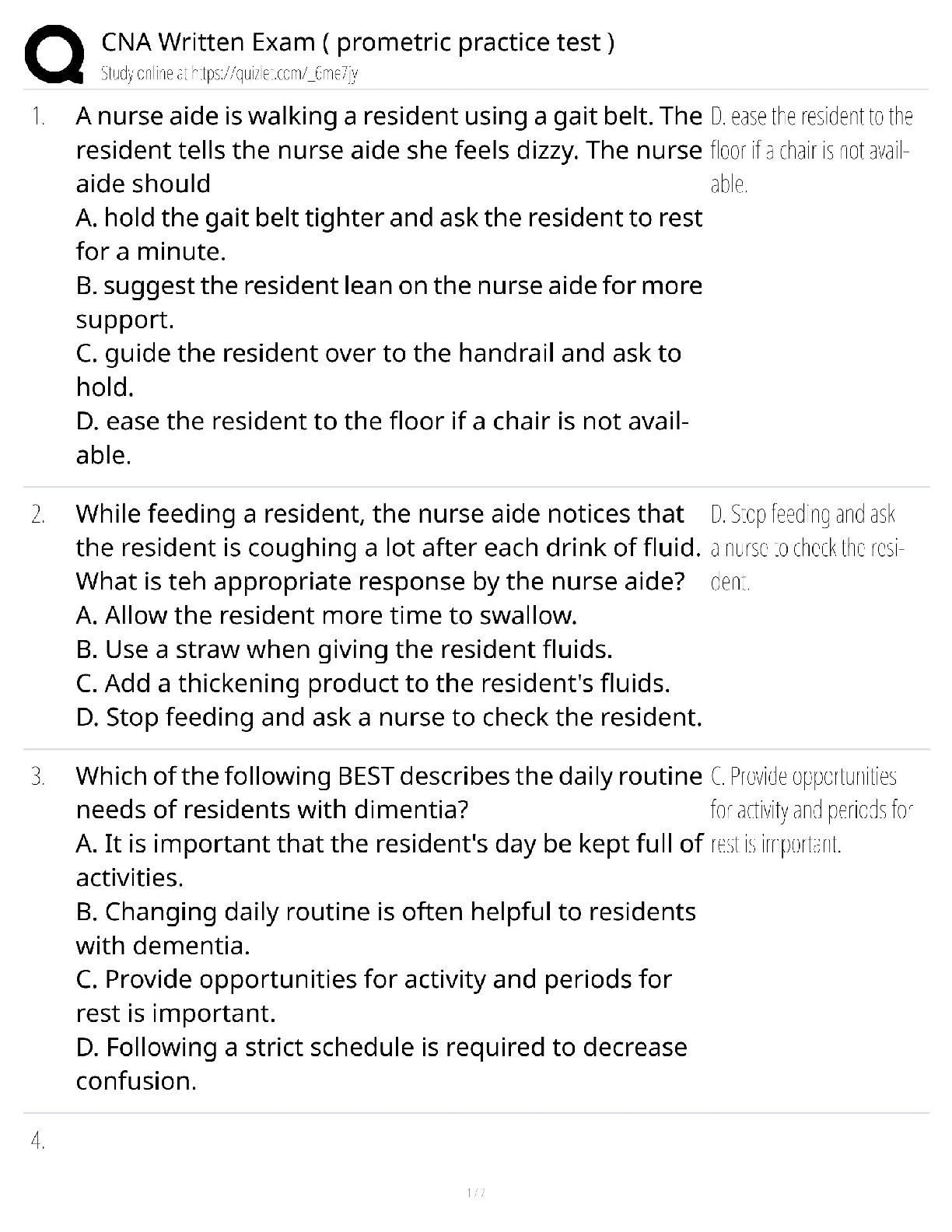 Recommended document preview for CNA Written Exam / Score 100% / New Version 2025 Update / Prometric Practice Test Study Guide