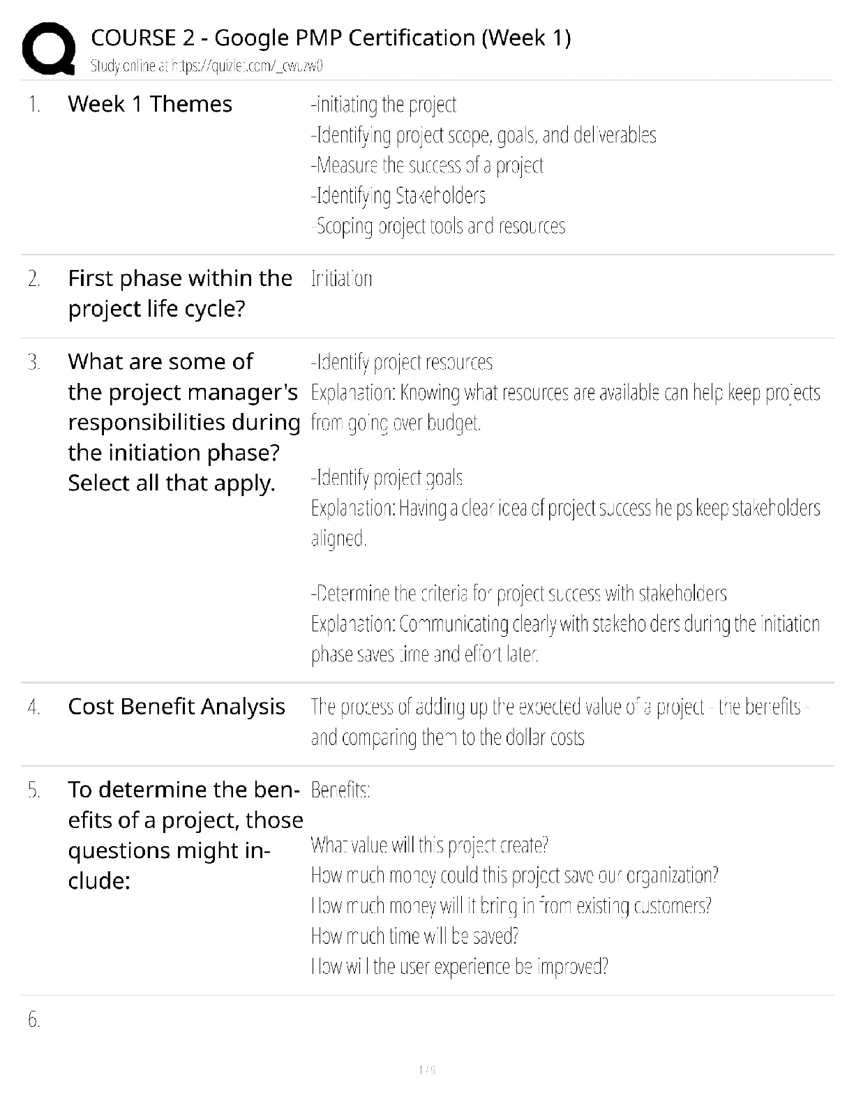 Recommended document preview for Google PMP Certification / Score 100% / New Version 2025 Update / Course 2 Week 1 Study Guide