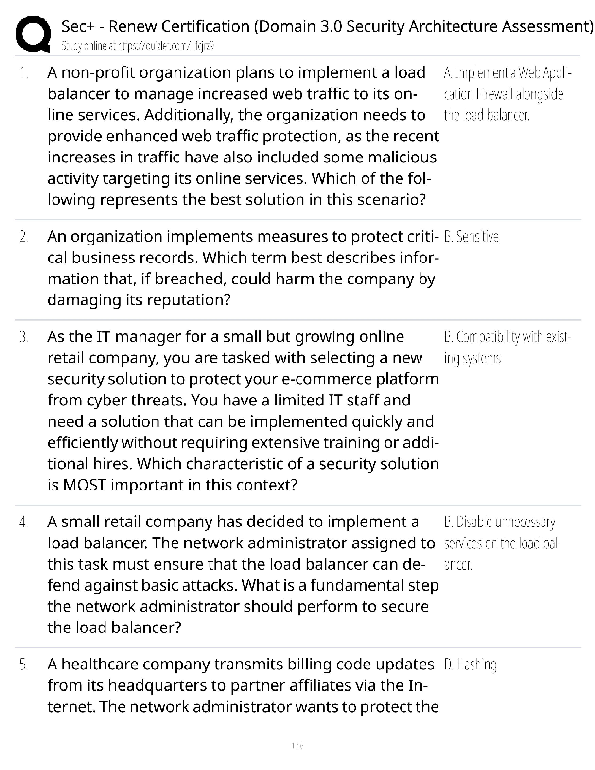 Recommended document preview for Security+ Renewal / Score 100% / New Version 2025 Update / Domain 3.0 Security Architecture Assessment Study Guide
