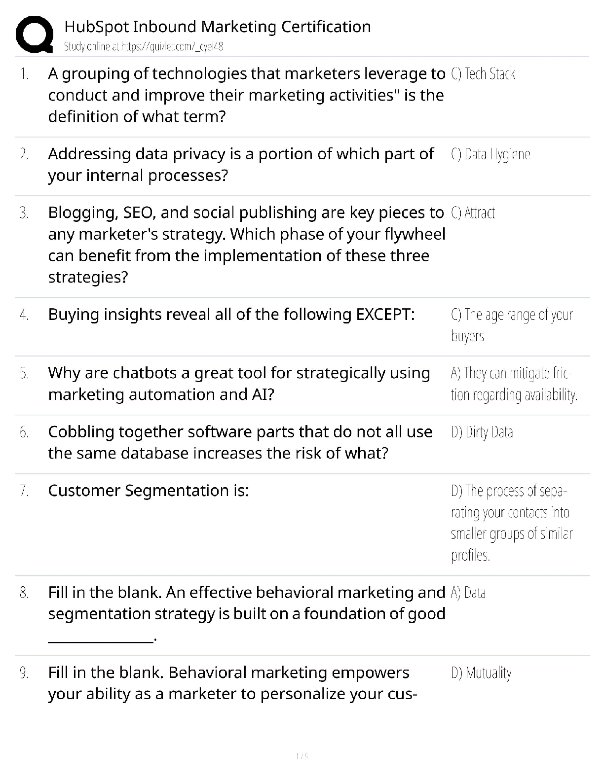 Recommended document preview for HubSpot InboHHubSpot inbound marketing  Certification study guide  Content strategy quizubSpot inbound marketing  Certification study guide  Content strategy quizund Marketing / Score 100% / New Version 2025 Update / Certification Study Guide