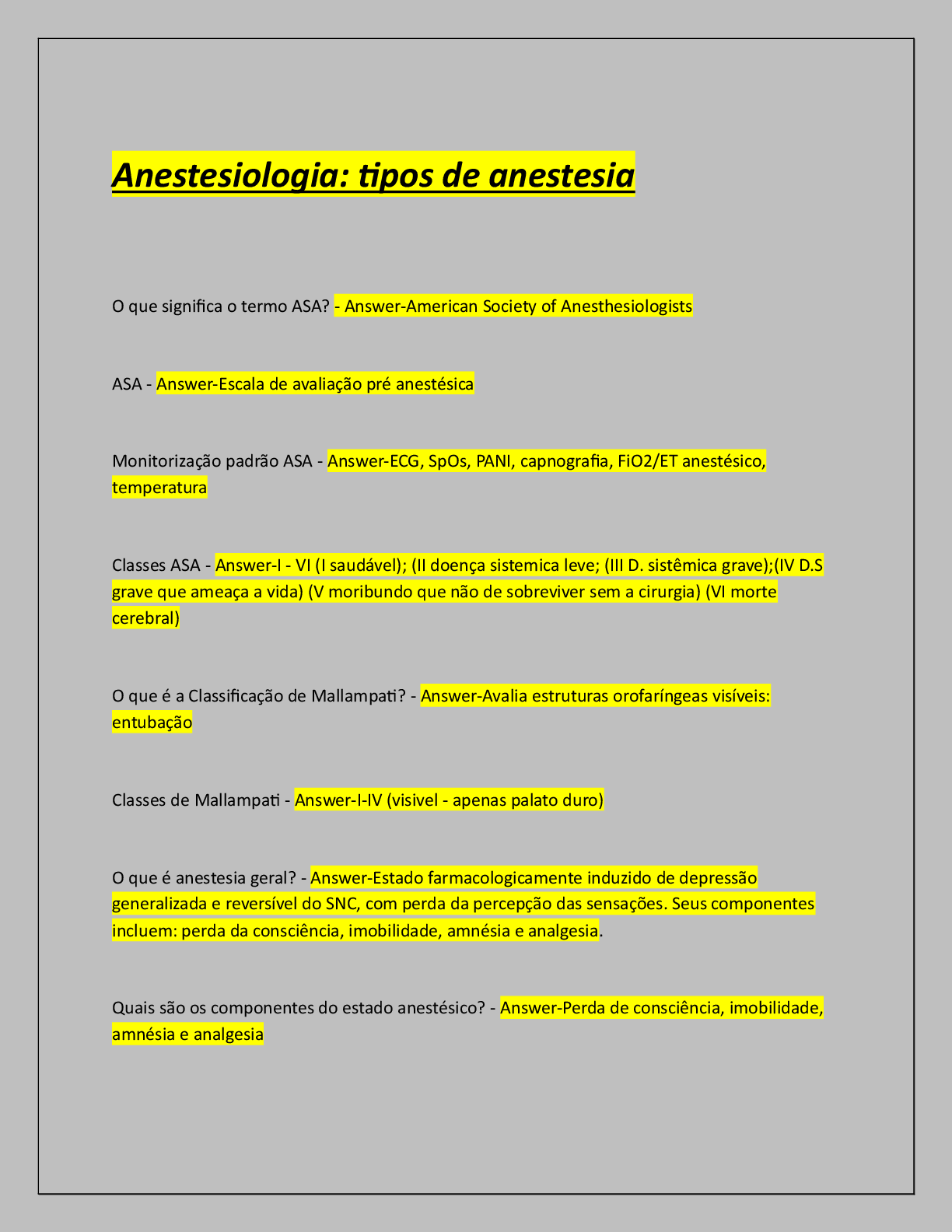 Recommended document preview for Anestesiologia: tipos de anestesia