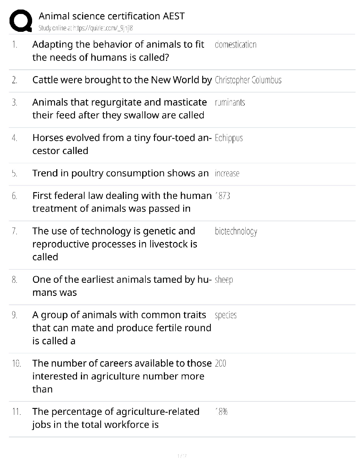 Recommended document preview for Animal Science AEST / Score 100% / New Version 2025 Update / Certification Study Guide