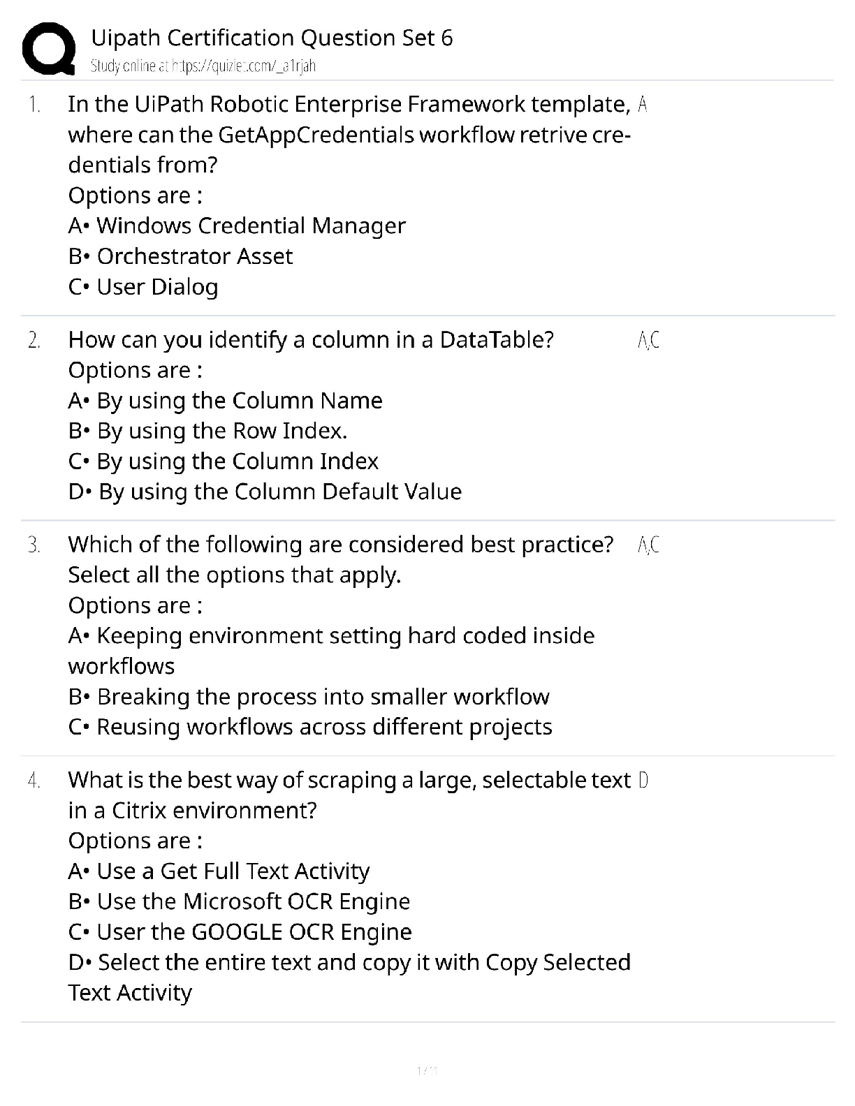 Recommended document preview for UiPath Certification / Score 100% / New Version 2025 Update / Question Set 6 Study Guide