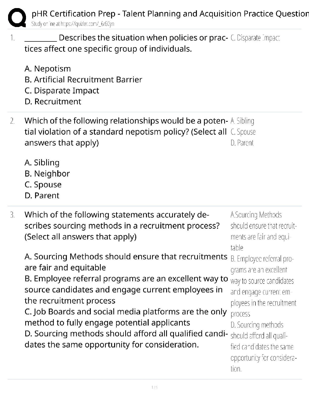 Recommended document preview for PHR Certification Prep / Score 100% / New Version 2025 Update / Talent Planning & Acquisition Practice Questions Study Guide