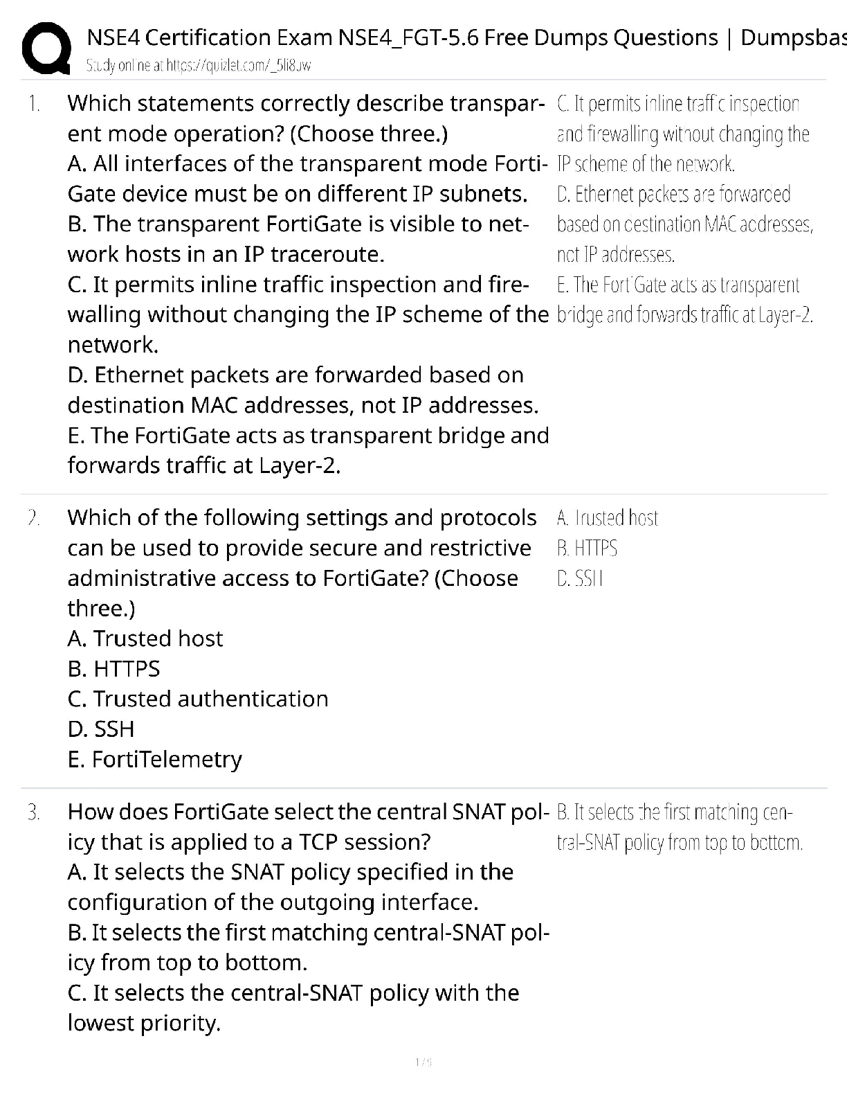 Recommended document preview for NSE4 Certification / Score 100% / New Version 2025 Update / NSE4_FGT-5.6 Free Dumps Questions Study Guide