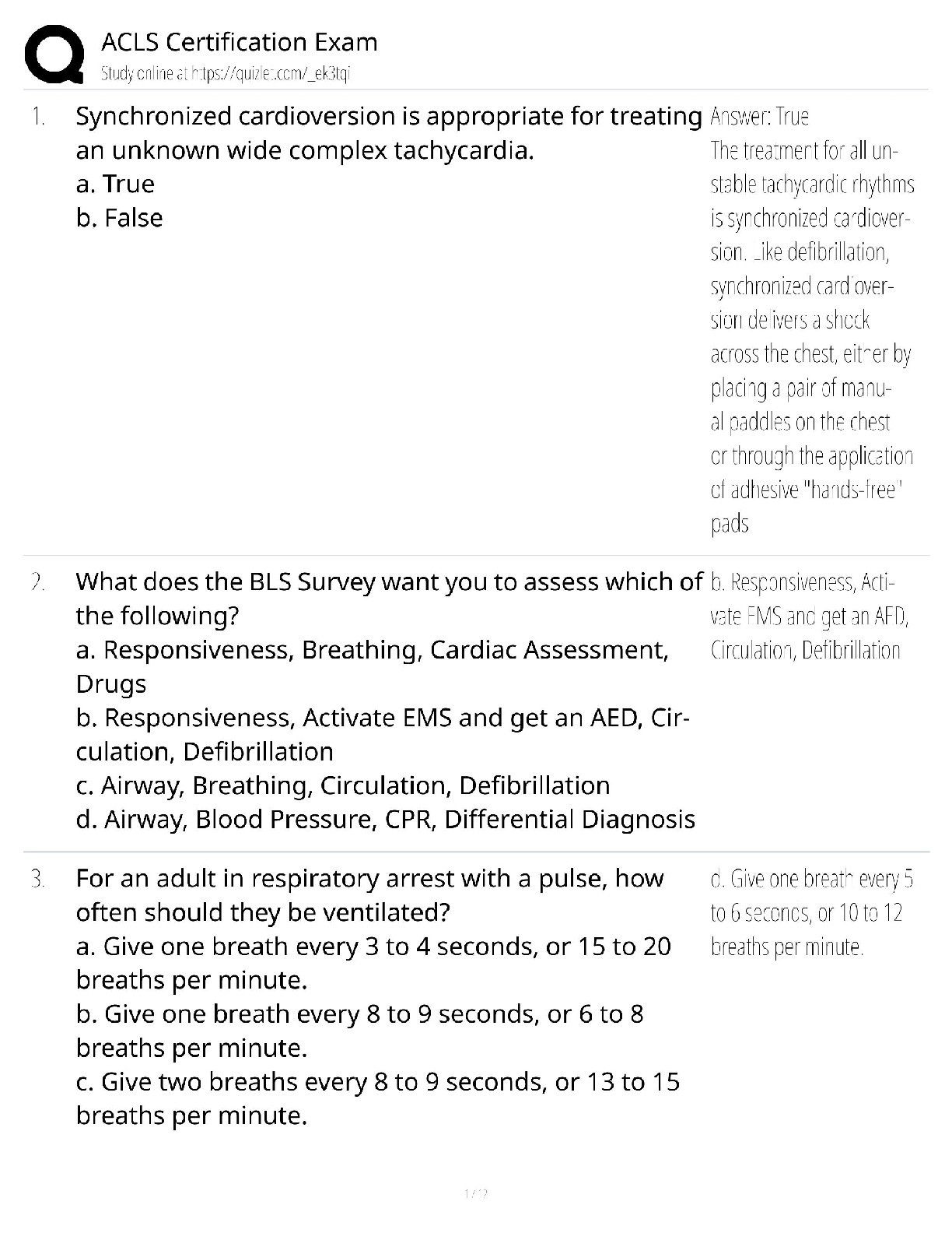 Recommended document preview for ACLS Certification / Score 100% / New Version 2025 Update / Exam Study Guide