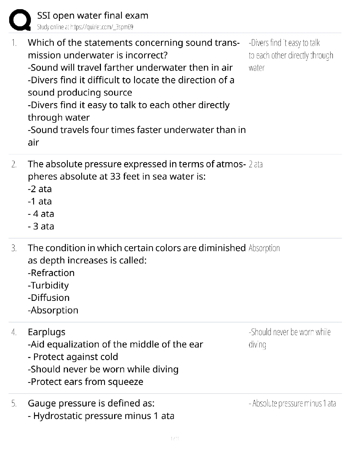 Recommended document preview for SSI Open Water / Score 100% / New Version 2025 Update / Final Exam Study Guide