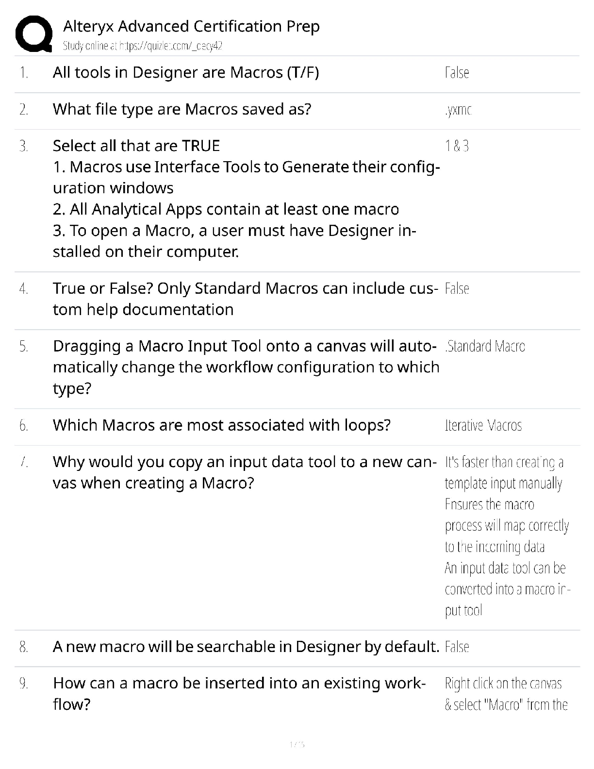 Recommended document preview for Alteryx Advanced / Score 100% / New Version 2025 Update / Certification Prep Study Guide