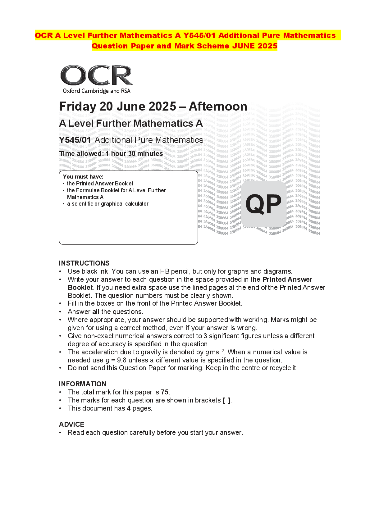 Recommended document preview for OCR A Level Film Studies H410/02 Critical Approaches to Film Question Paper and Mark Scheme JUNE 2025