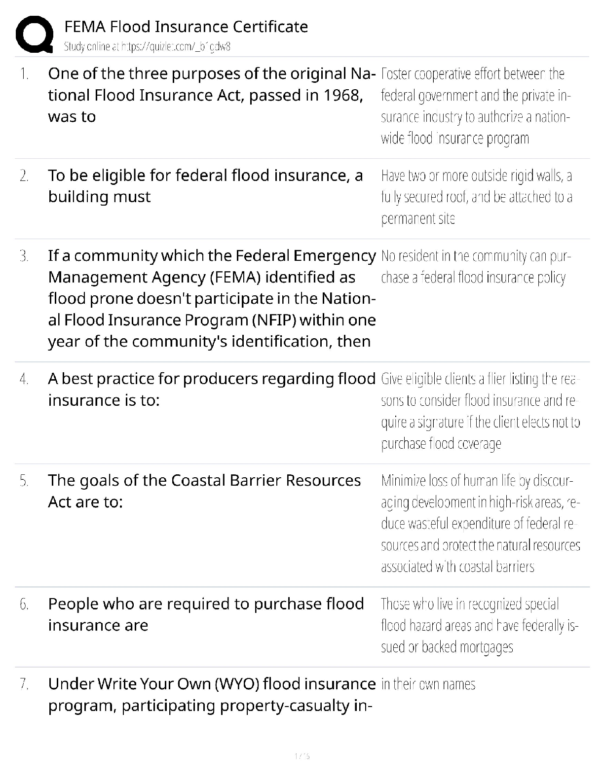 Recommended document preview for FEMA Flood Insurance / Score 100% / New Version 2025 Update / Certificate Study Guide
