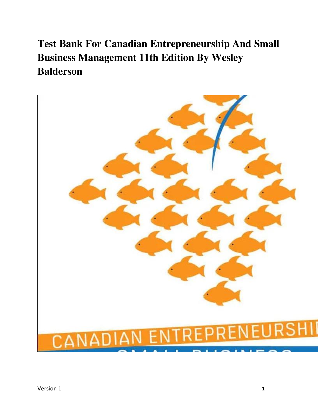 Preview of Test Bank For Canadian Entrepreneurship And Small  Business Management 11th Edition By Wes