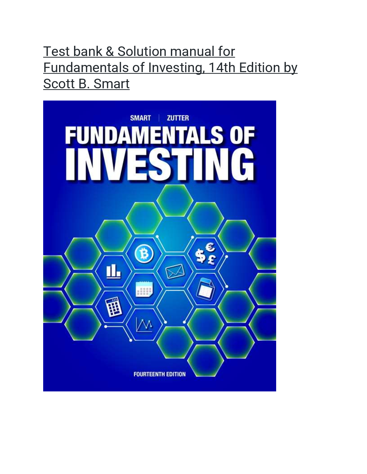 Preview of Test bank & Solutions manual for Fundamentals of Investing, 14th Edition by Scott B. Smart