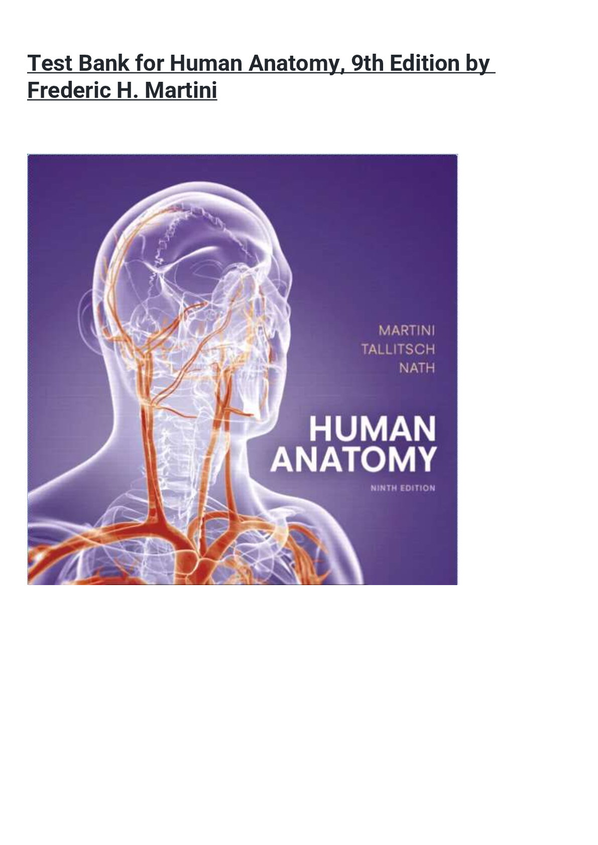 Preview of Test Bank for Human Anatomy, 9th Edition by Frederic H. Martini