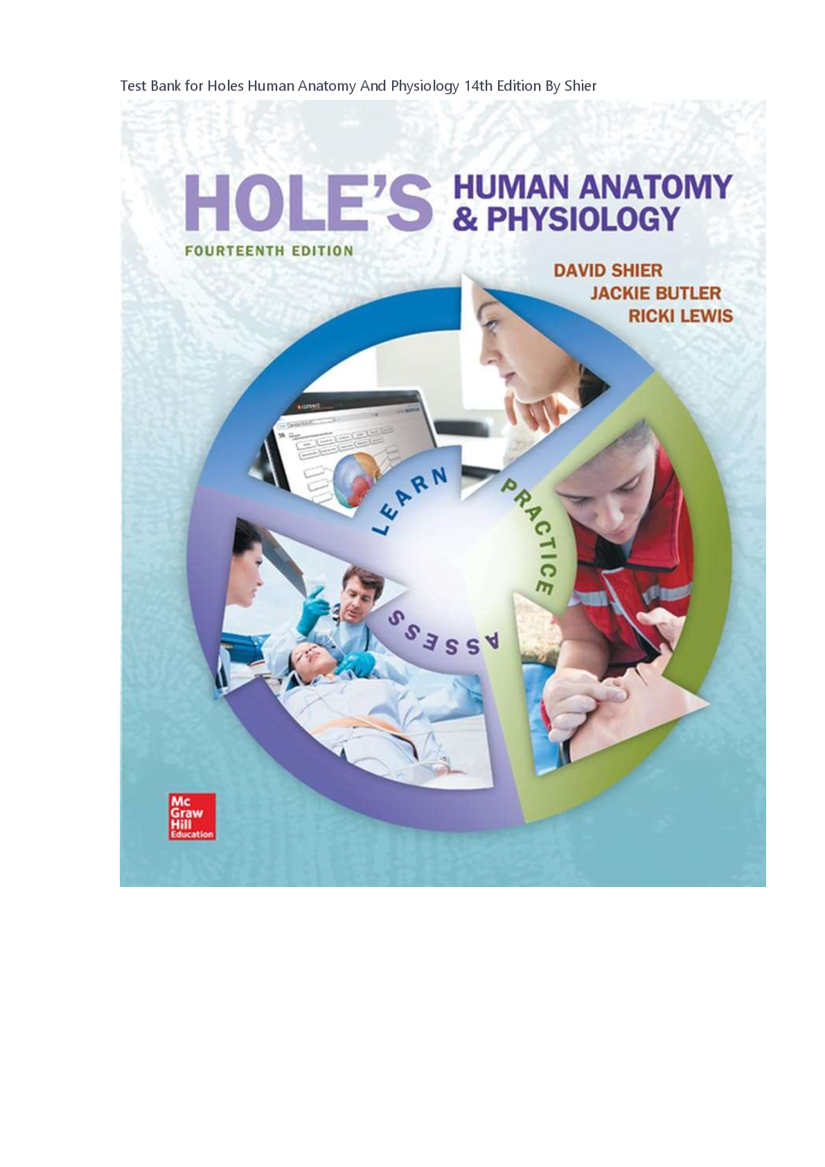Preview of Test Bank for Holes Human Anatomy And Physiology 14th Edition By Shier