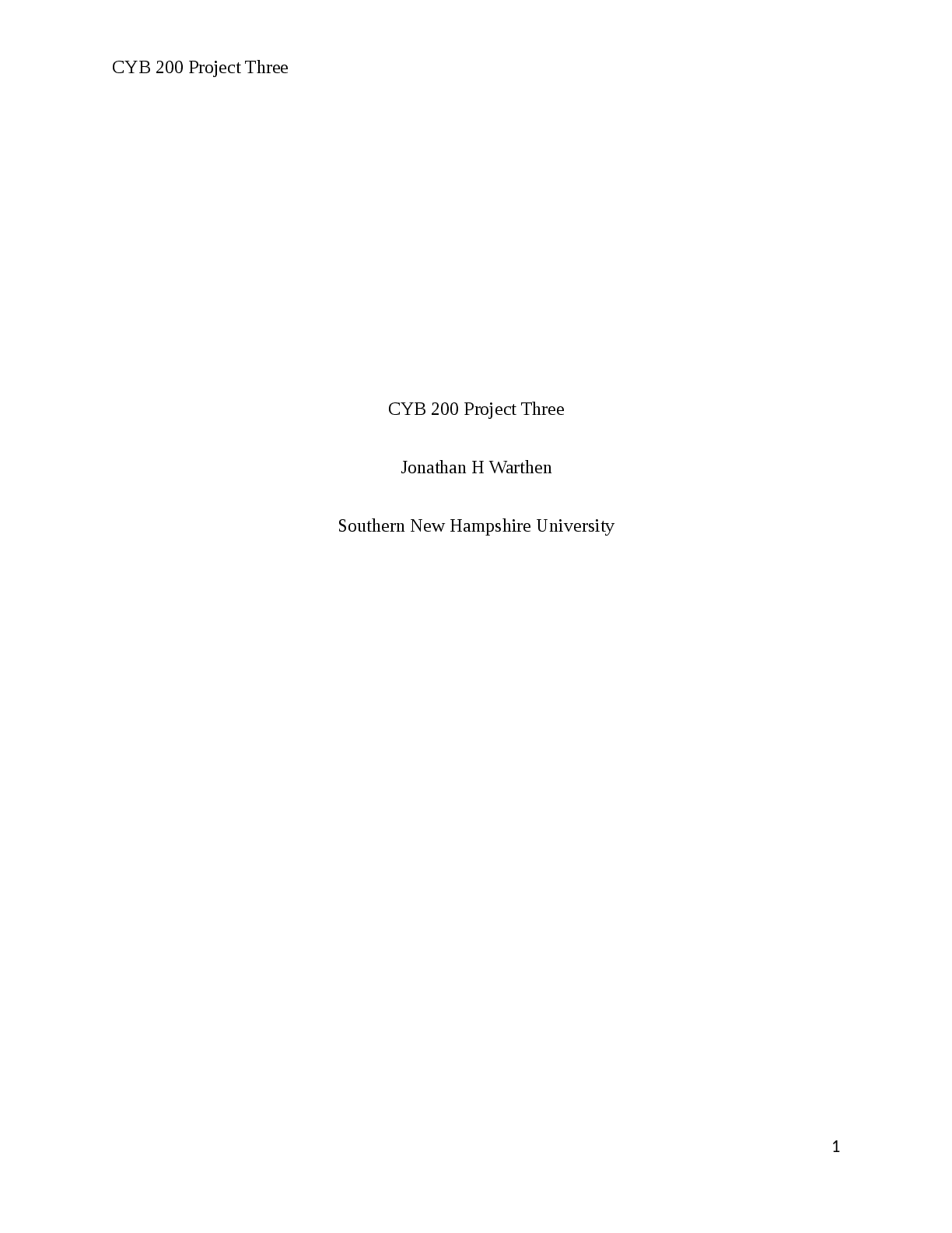 Recommended document preview for CYB 200 Cybersecurity Foundations Project Three SNHU