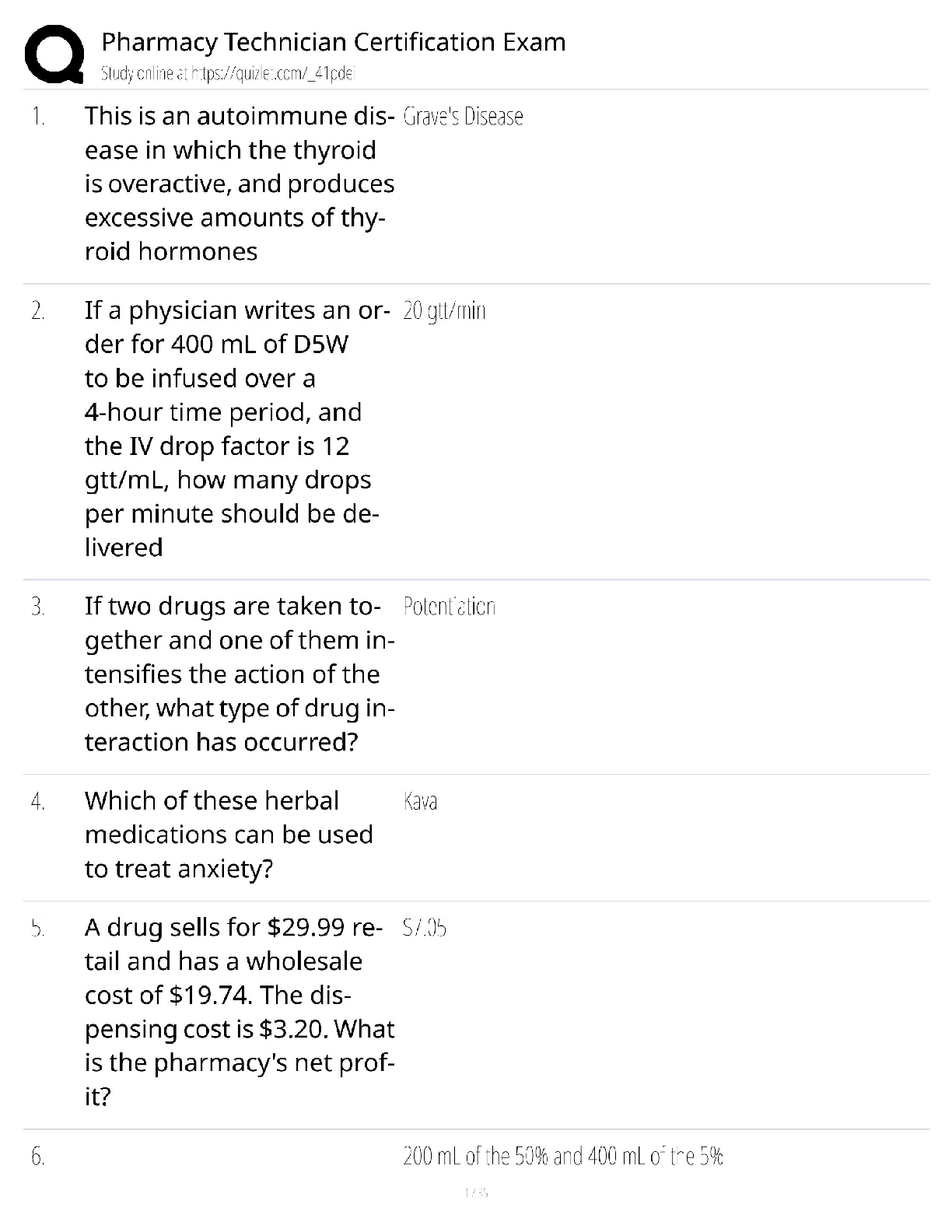 Recommended document preview for Pharmacy Technician / Score 100% / New Version 2025 Update / Certification Exam Study Guide