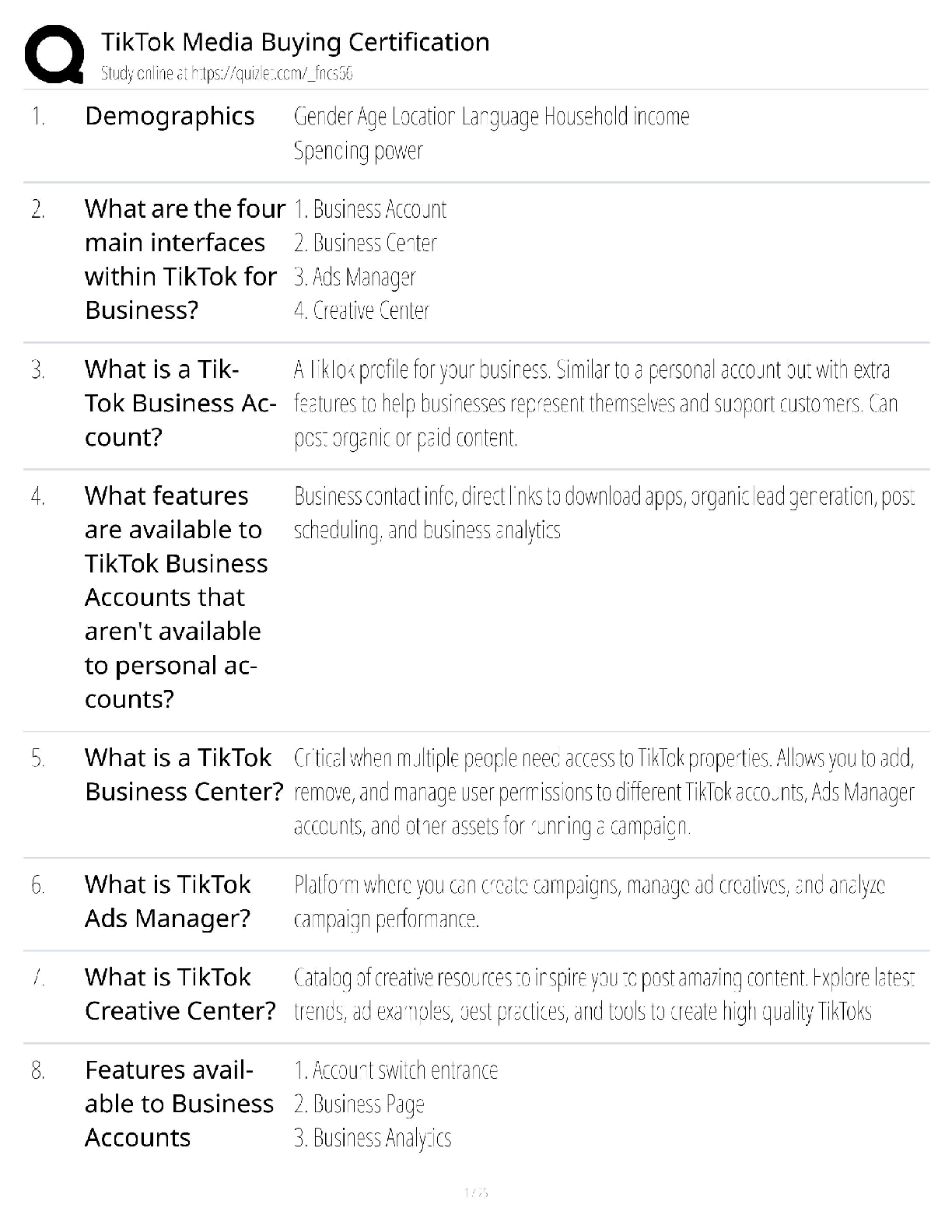 Recommended document preview for TikTok Media Buying / Score 100% / New Version 2025 Update / Certification Study Guide