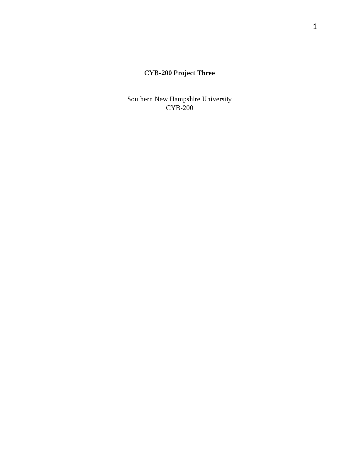 Recommended document preview for CYB 200 Cybersecurity Foundations Project Three SNHU