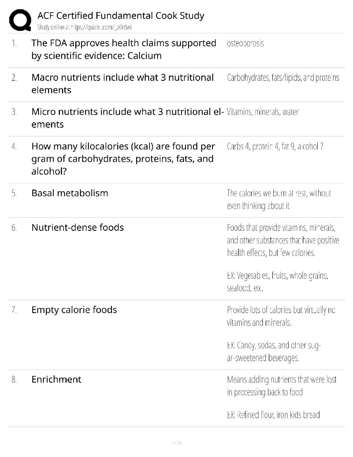 Recommended document preview for ACF Certified Fundamental Cook / Score 100% / New Version 2025 Update / Study Guide