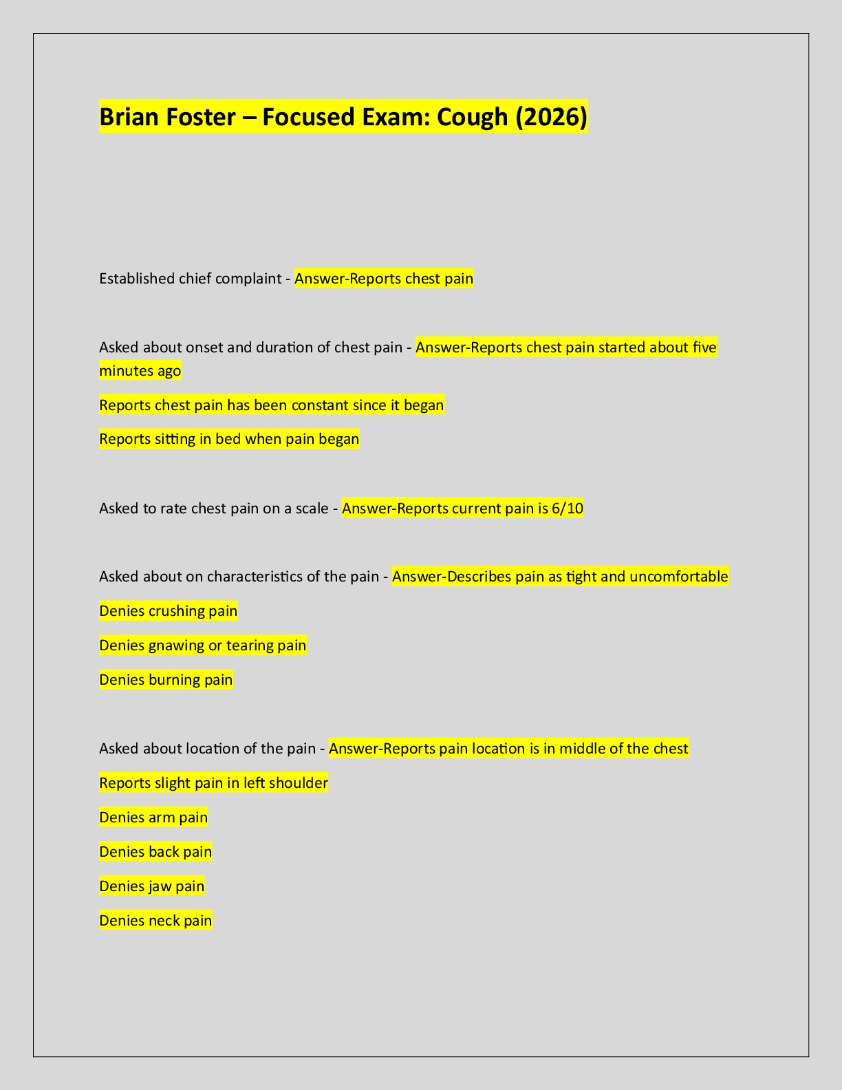 Recommended document preview for Brian Foster – Focused Exam: Cough (2026)