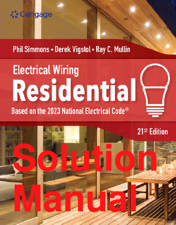 Recommended document preview for Solutions Manual Electrical Wiring Residential 21st Edition By Ray Mullin, Phil Simmons, Derek Vigstol Chapters 1-33