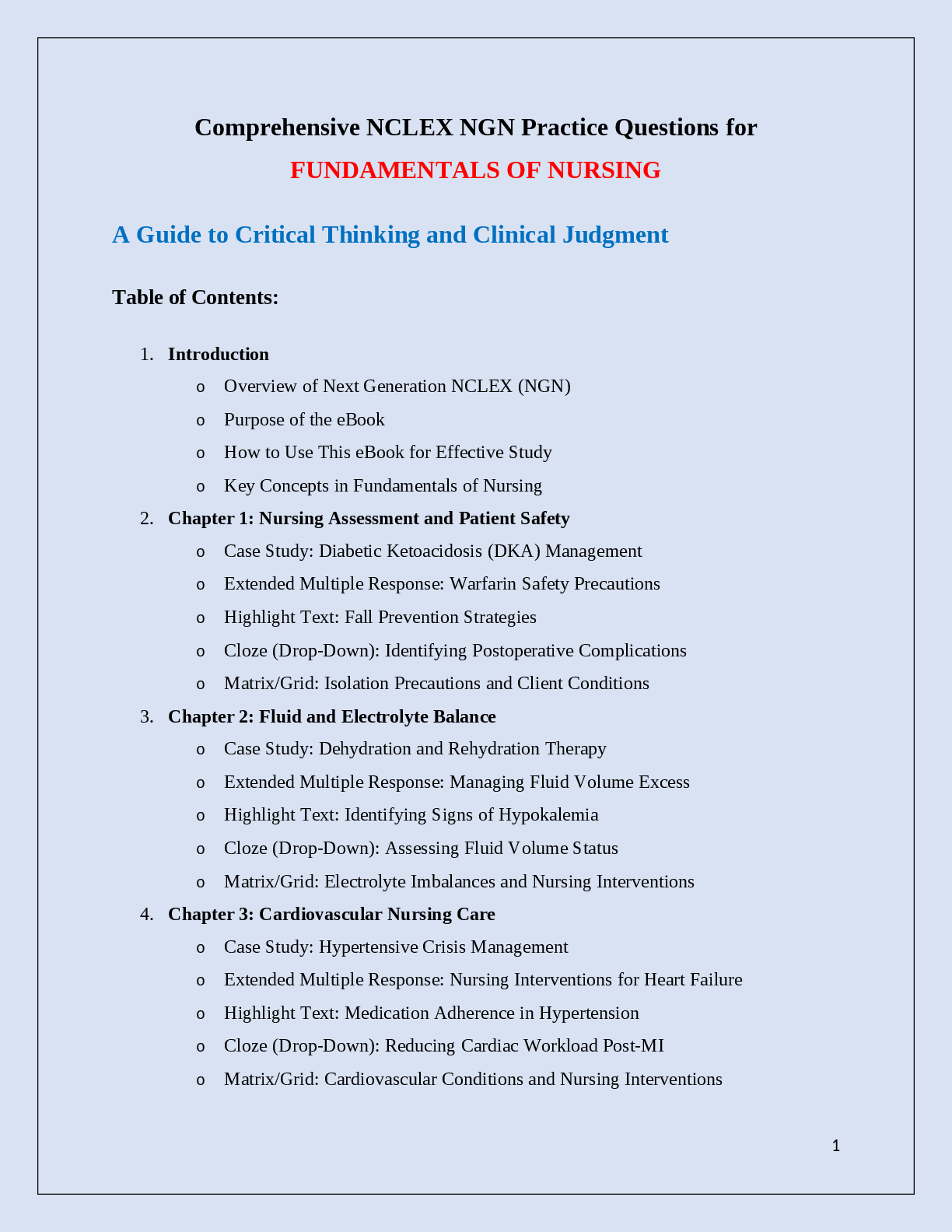 Preview of Comprehensive NCLEX NGN Practice Questions for FUNDAMENTALS OF NURSING