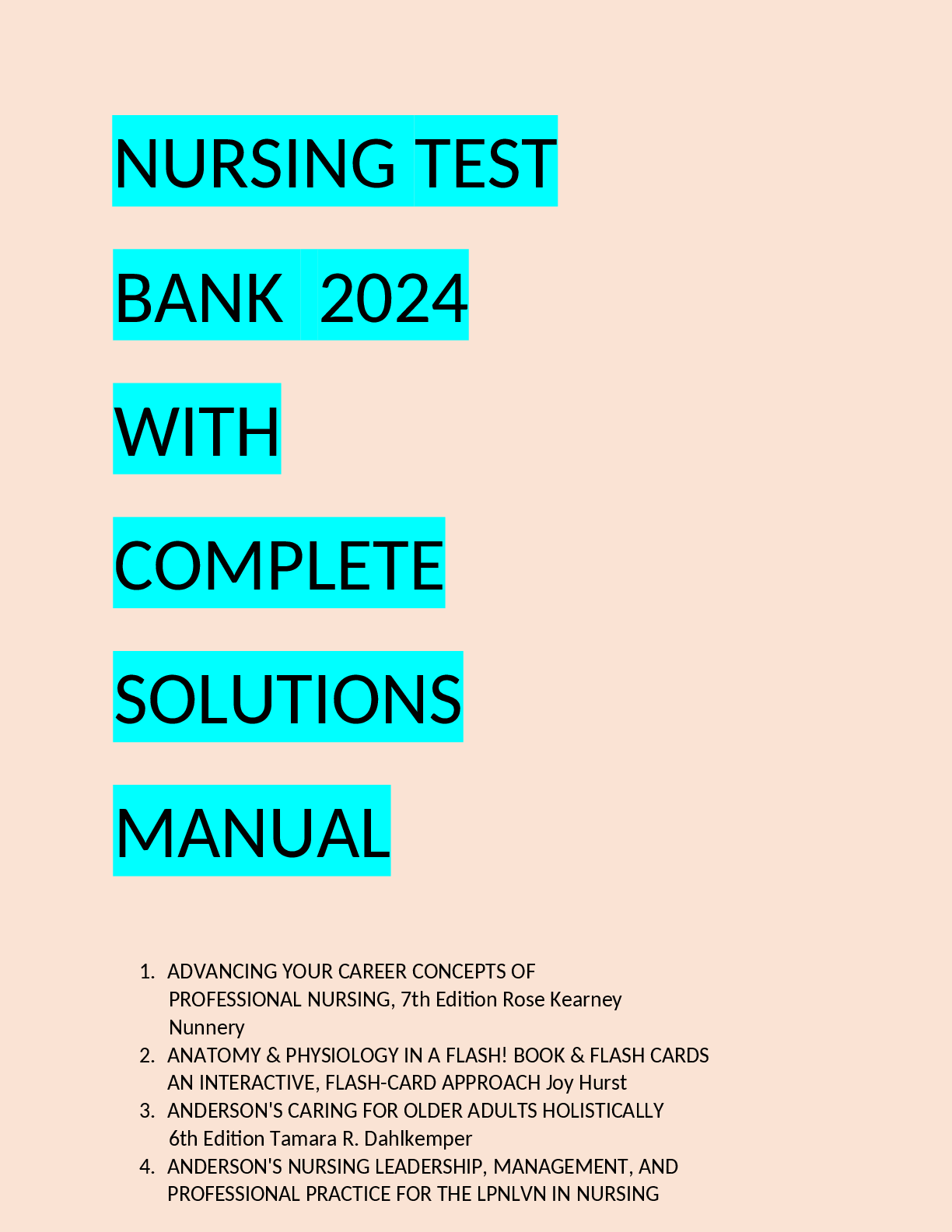 Recommended document preview for NURSING  TEST BANK  2024  WITH  COMPLETE  SOLUTIONS  MANUAL