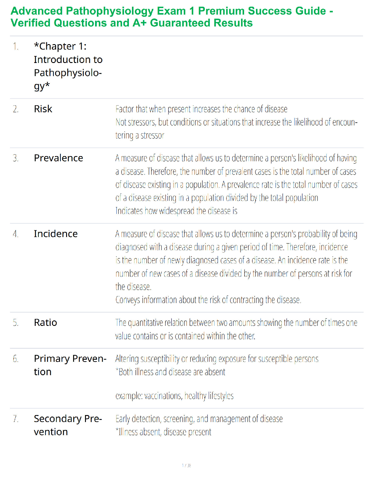 Advanced Pathophysiology Exam 1 Premium Success Guide - Verified Questions and A+ Guaranteed Results