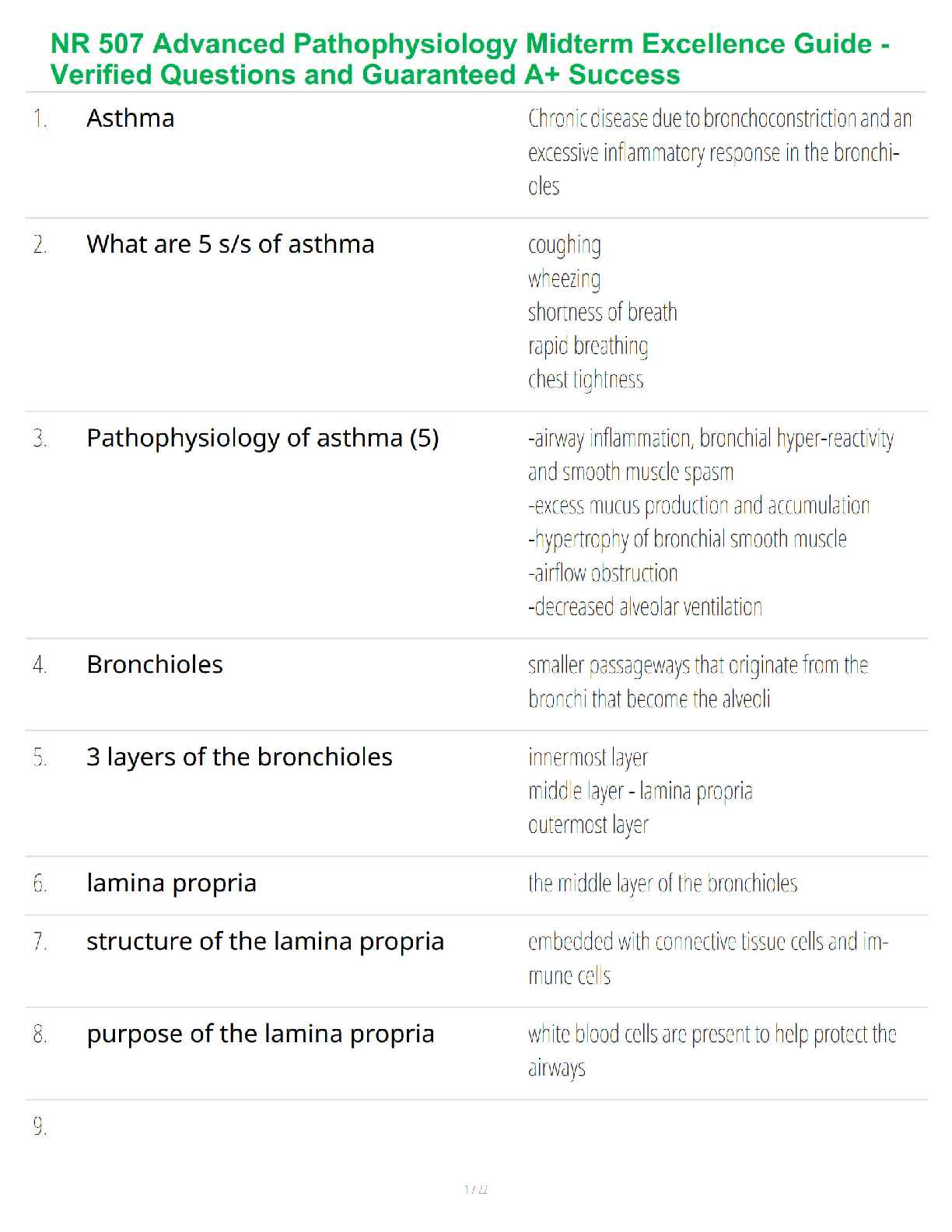 Recommended document preview for NR 507 Advanced Pathophysiology Midterm Excellence Guide - Verified Questions and Guaranteed A+ Success