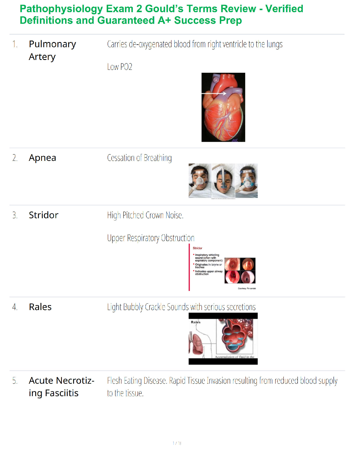 Pathophysiology Exam 2 Gould’s Terms Review - Verified Definitions and Guaranteed A+ Success Prep