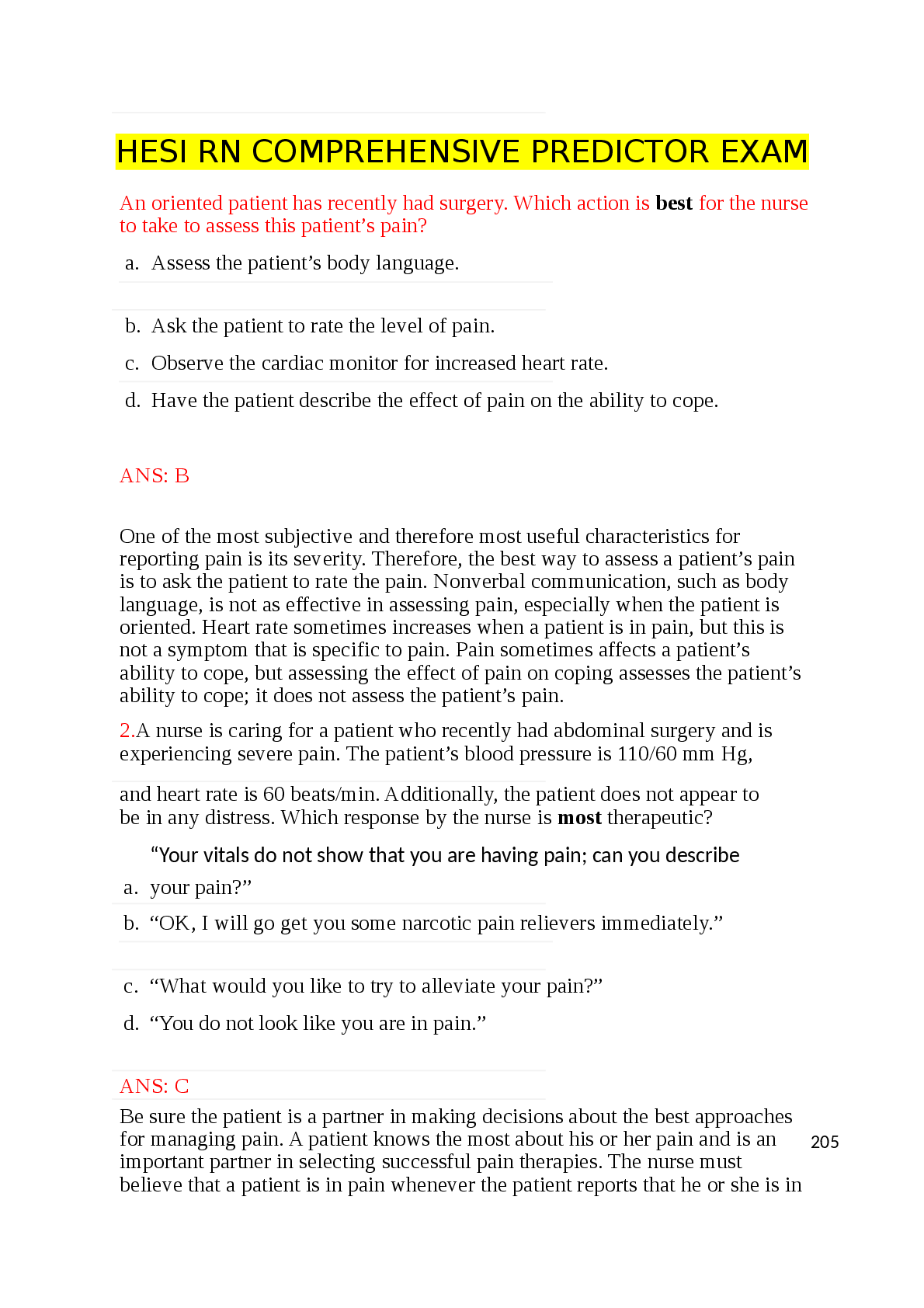 Recommended document preview for HESI RN COMPREHENSIVE PREDICTOR EXAM