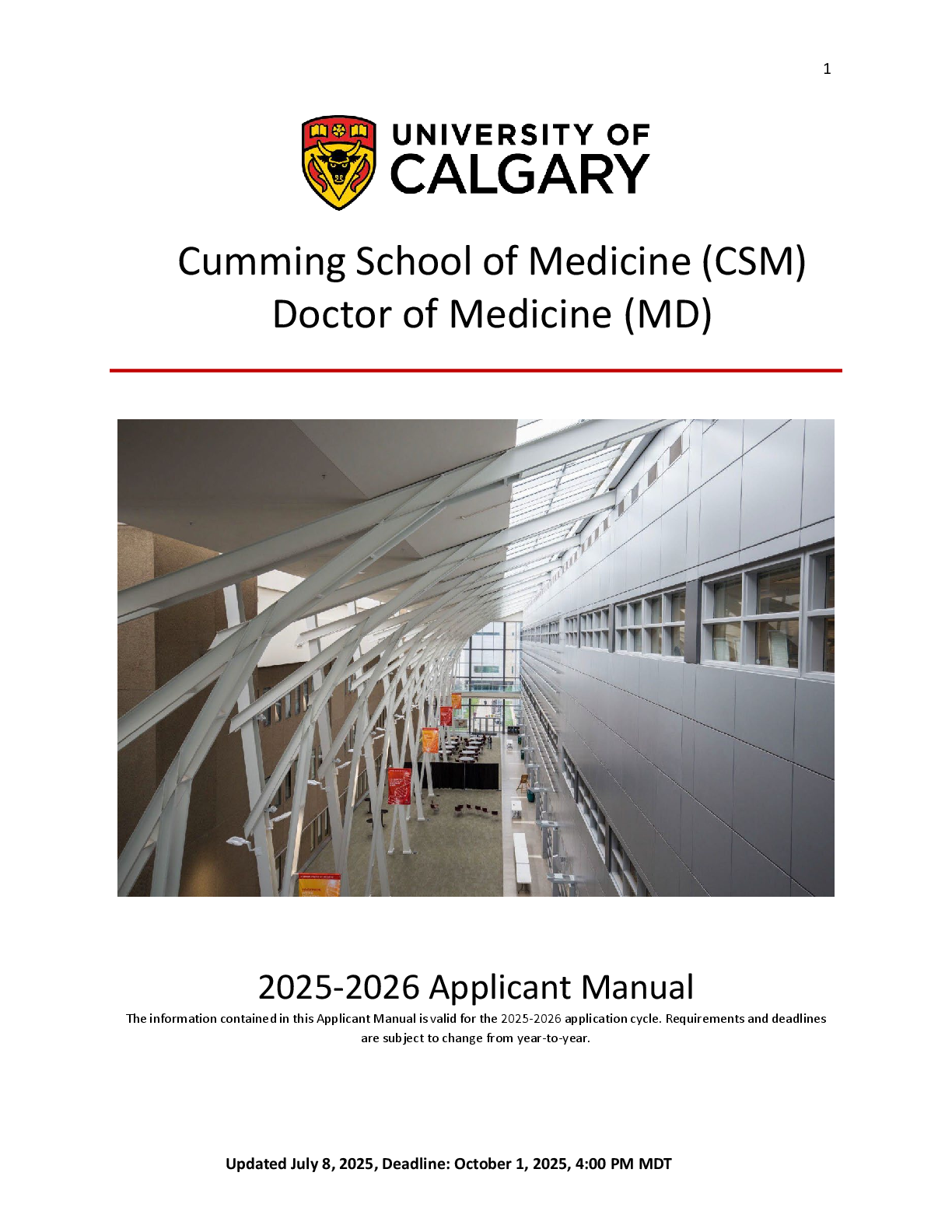 Recommended document preview for Cumming School of Medicine (CSM)  Doctor of Medicine (MD)